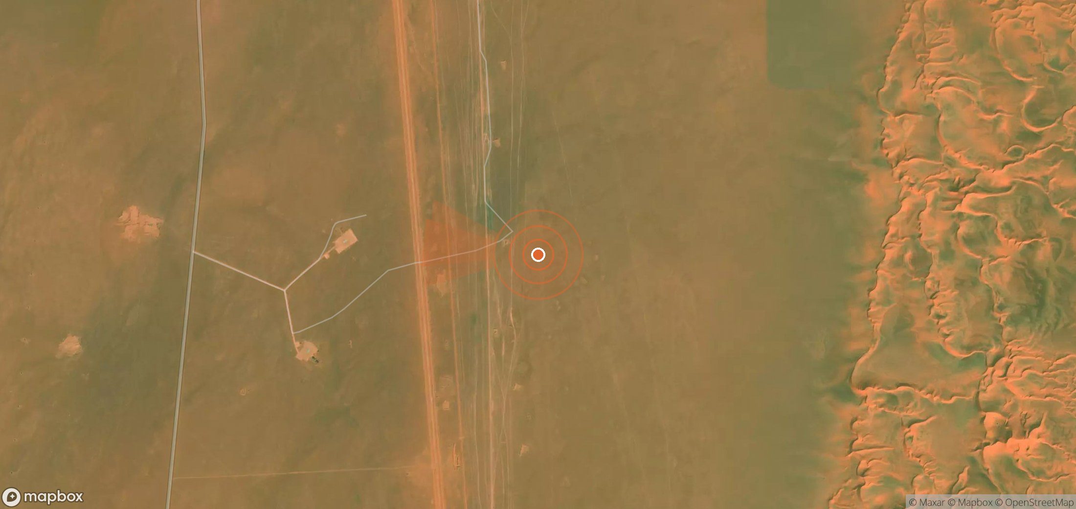 Satellite map of methane plume locations in Algeria