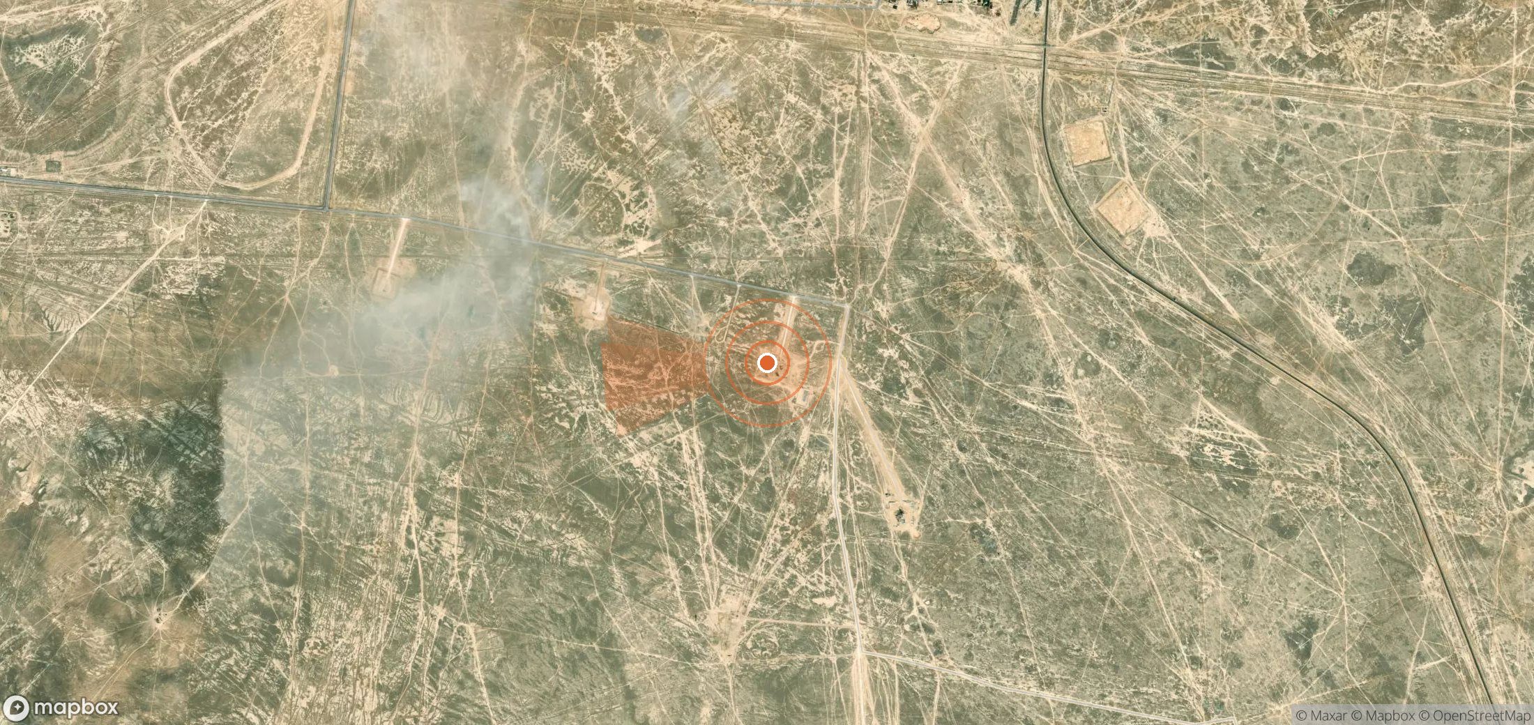 Satellite map of methane plume locations in Kazakhstan