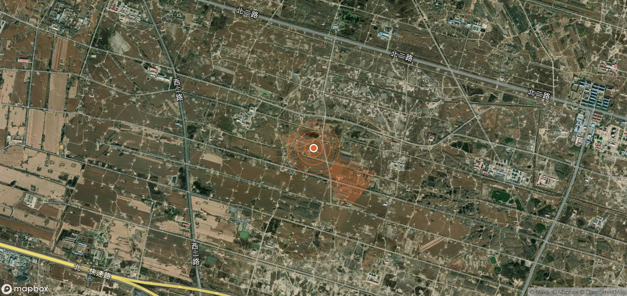 Satellite map of methane plume locations in China