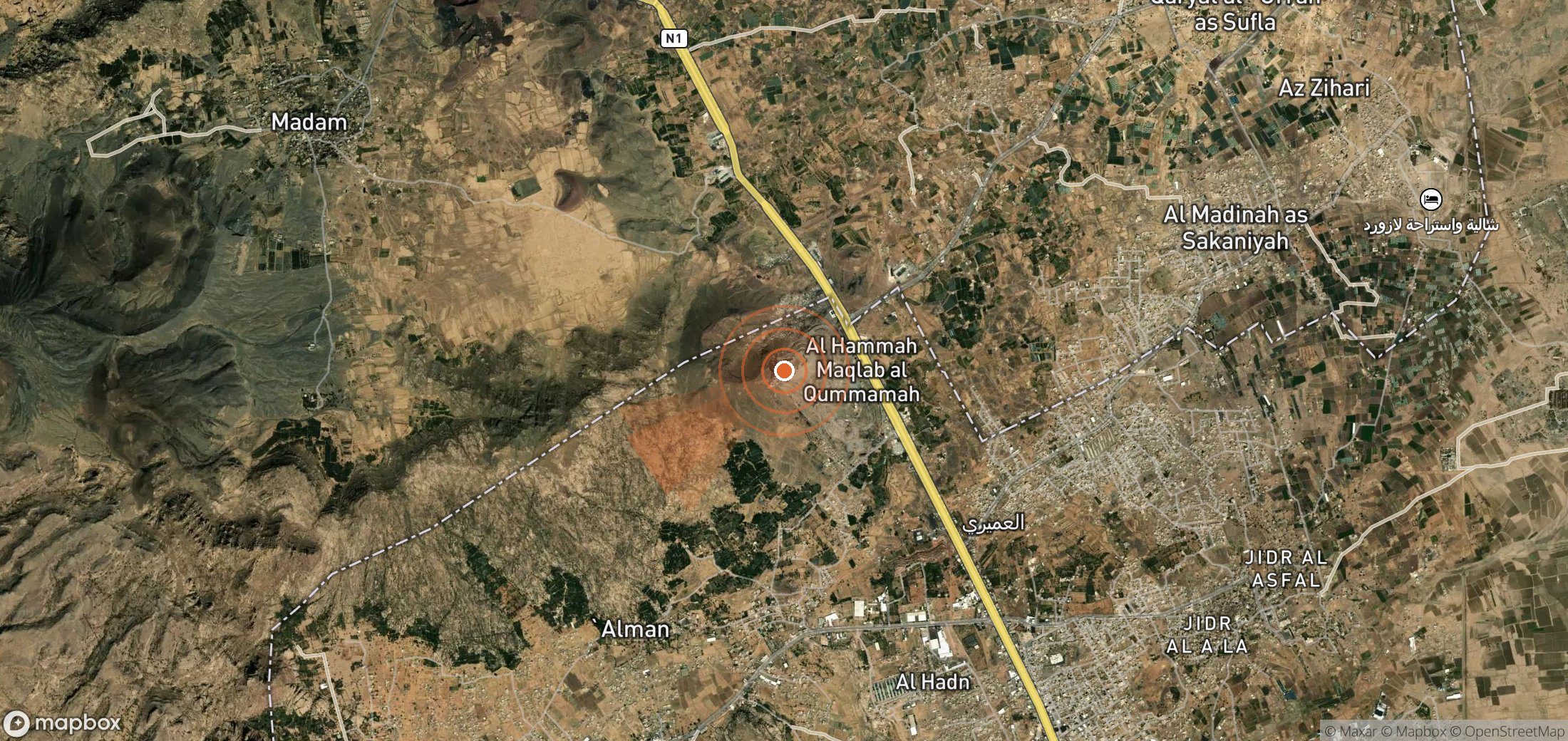 Mapa satelital de plumas de metano en Yemen