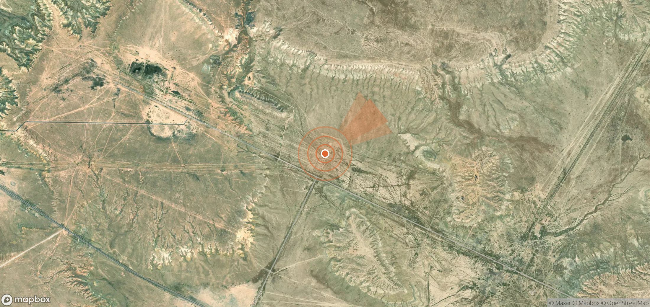 Mapa satelital de plumas de metano en Kazajistán