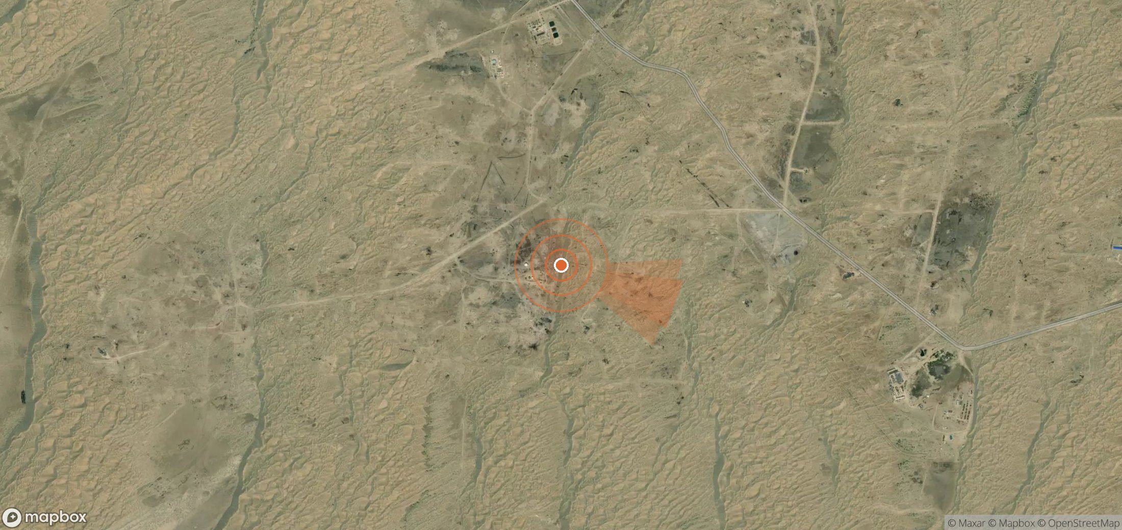 Satellite map of methane plume locations in Turkmenistan