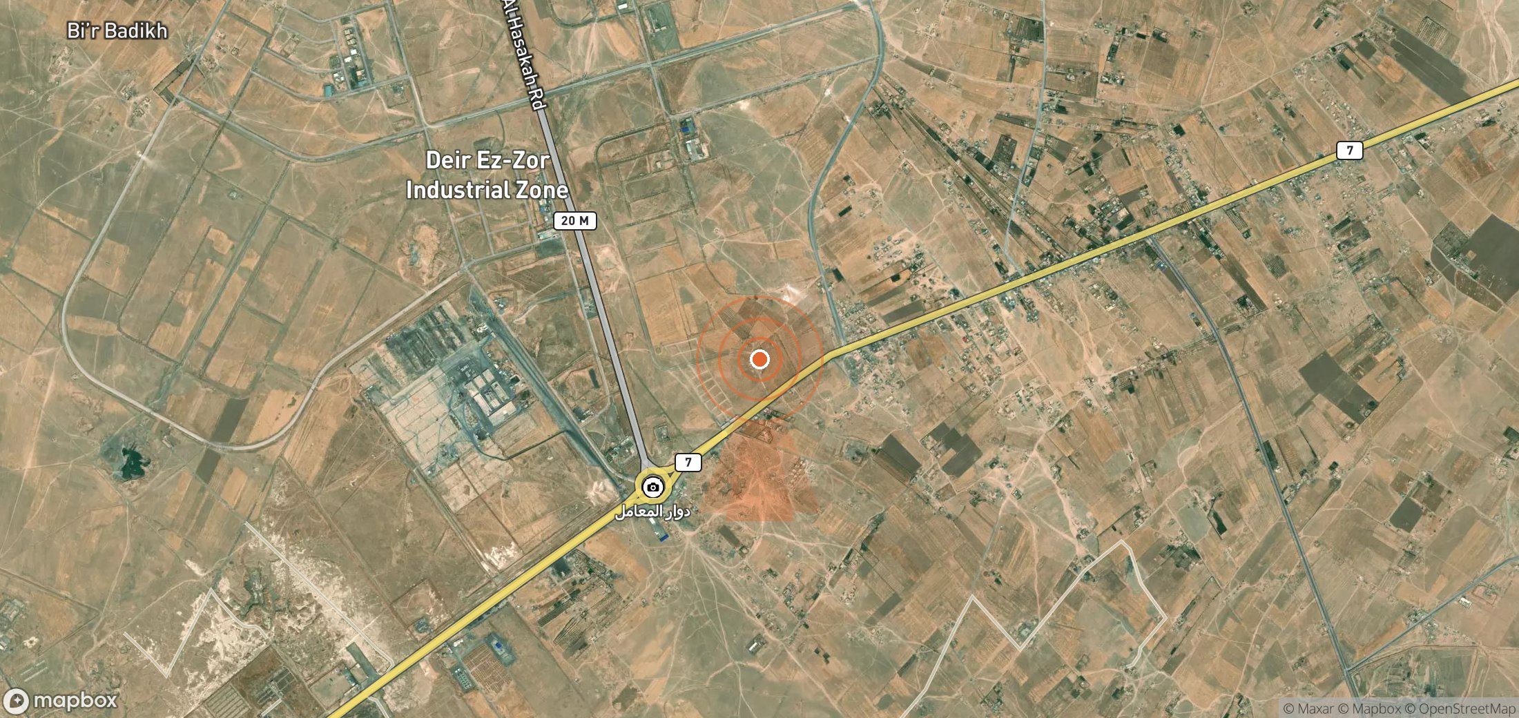 Satellite map of methane plume locations in Syria