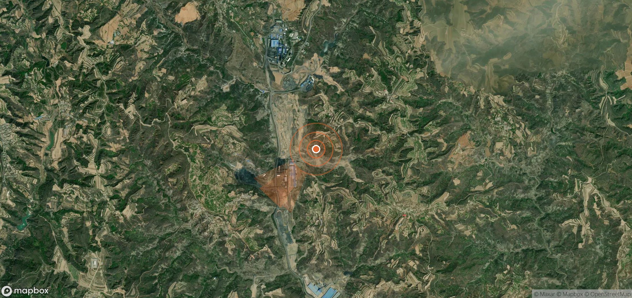 Satellite map of methane plume locations in China