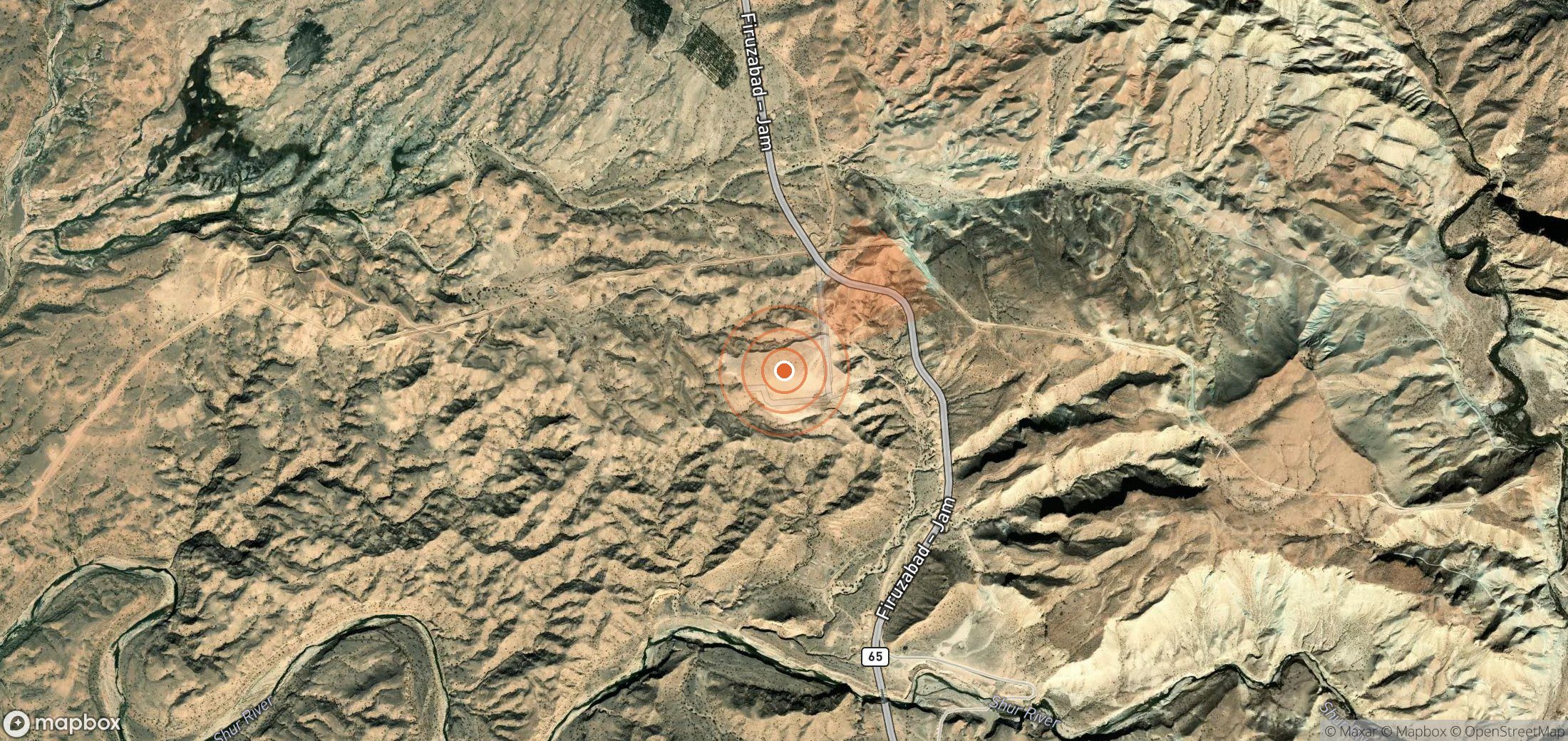 Satellite map of methane plume locations in Iran