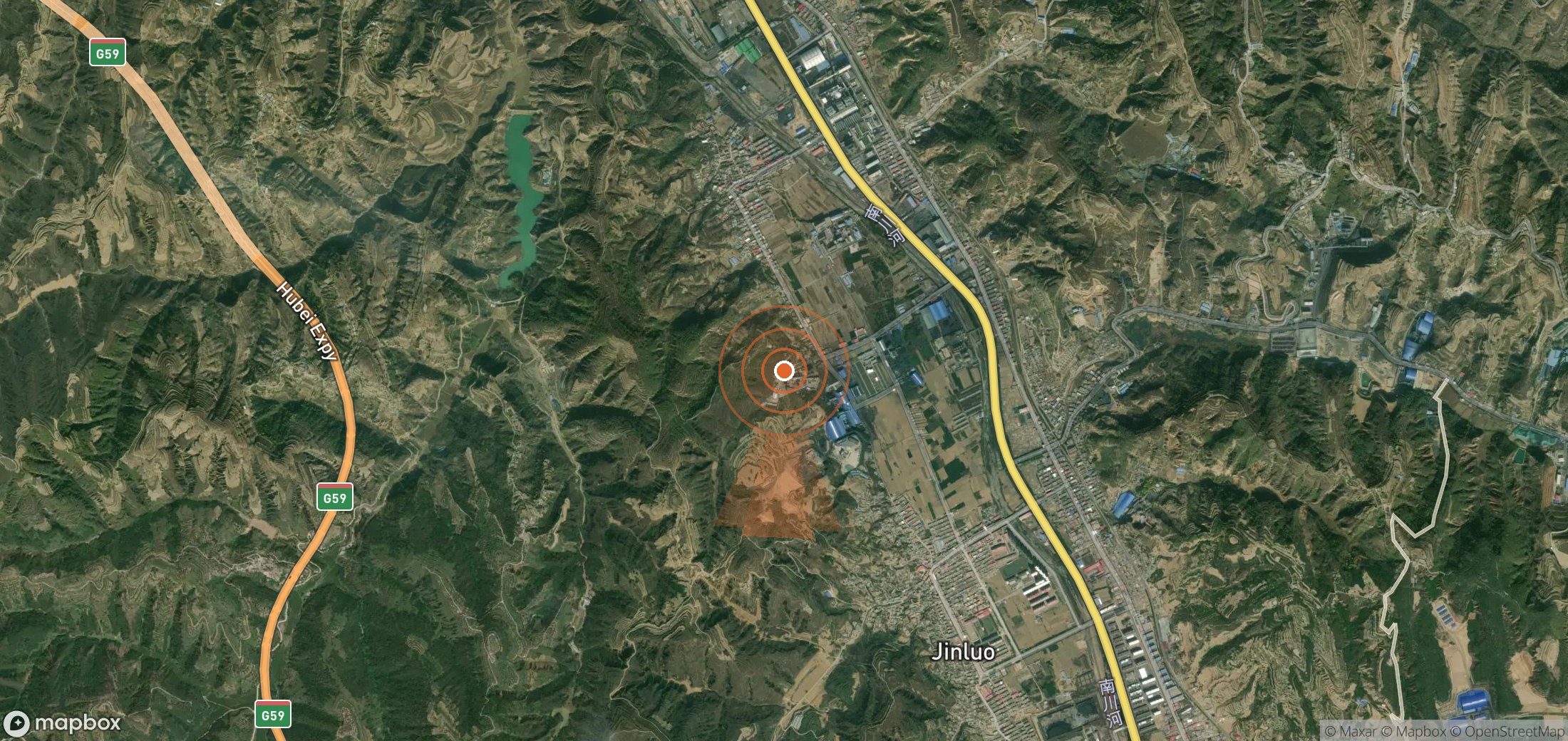 Mapa satelital de plumas de metano en China