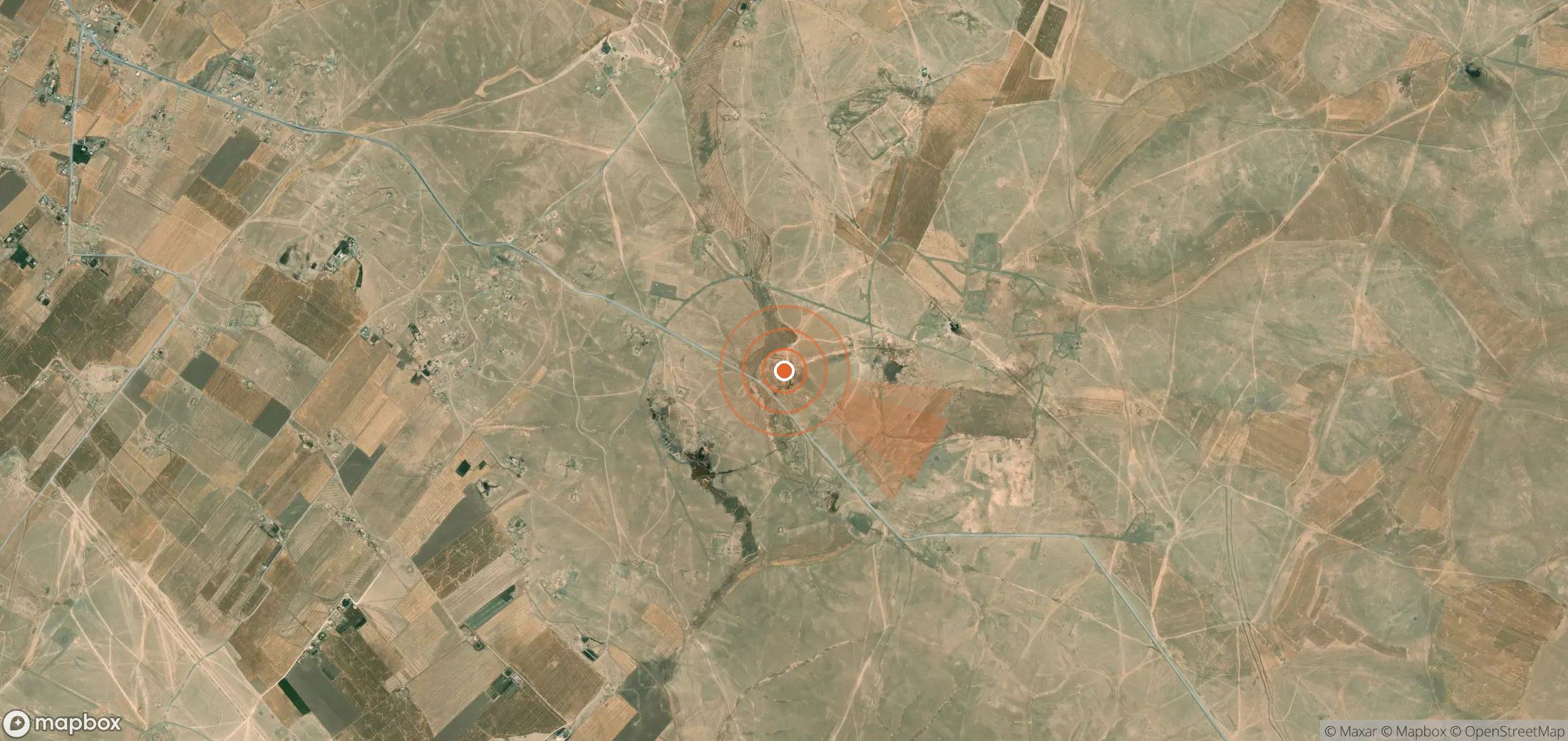Satellite map of methane plume locations in Syria