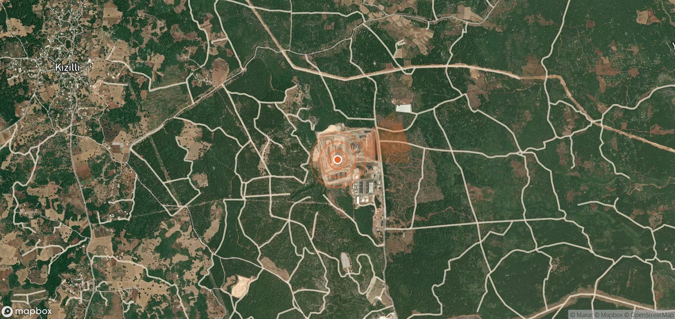 Satellite map of methane plume locations in Türkiye