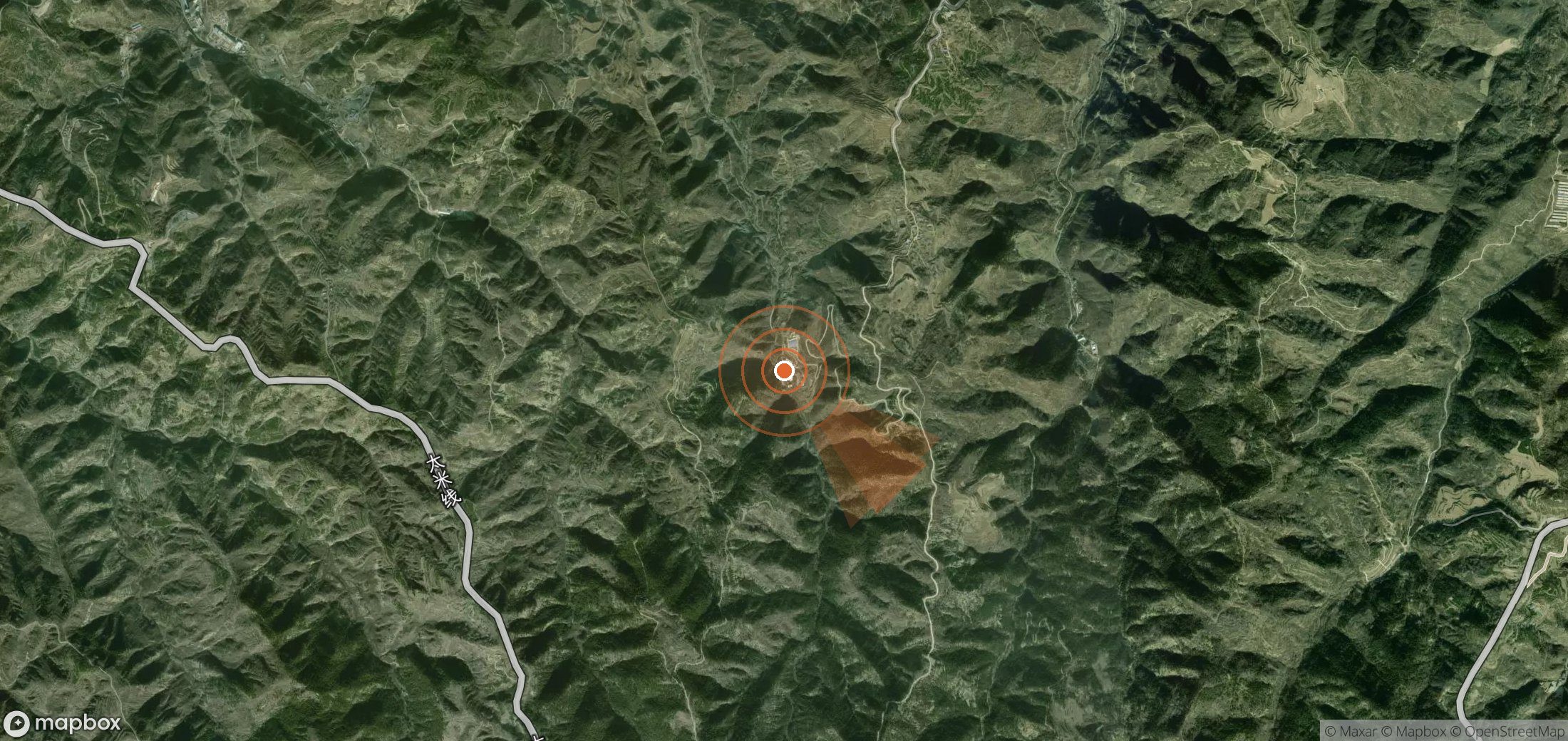 Mapa satelital de plumas de metano en China