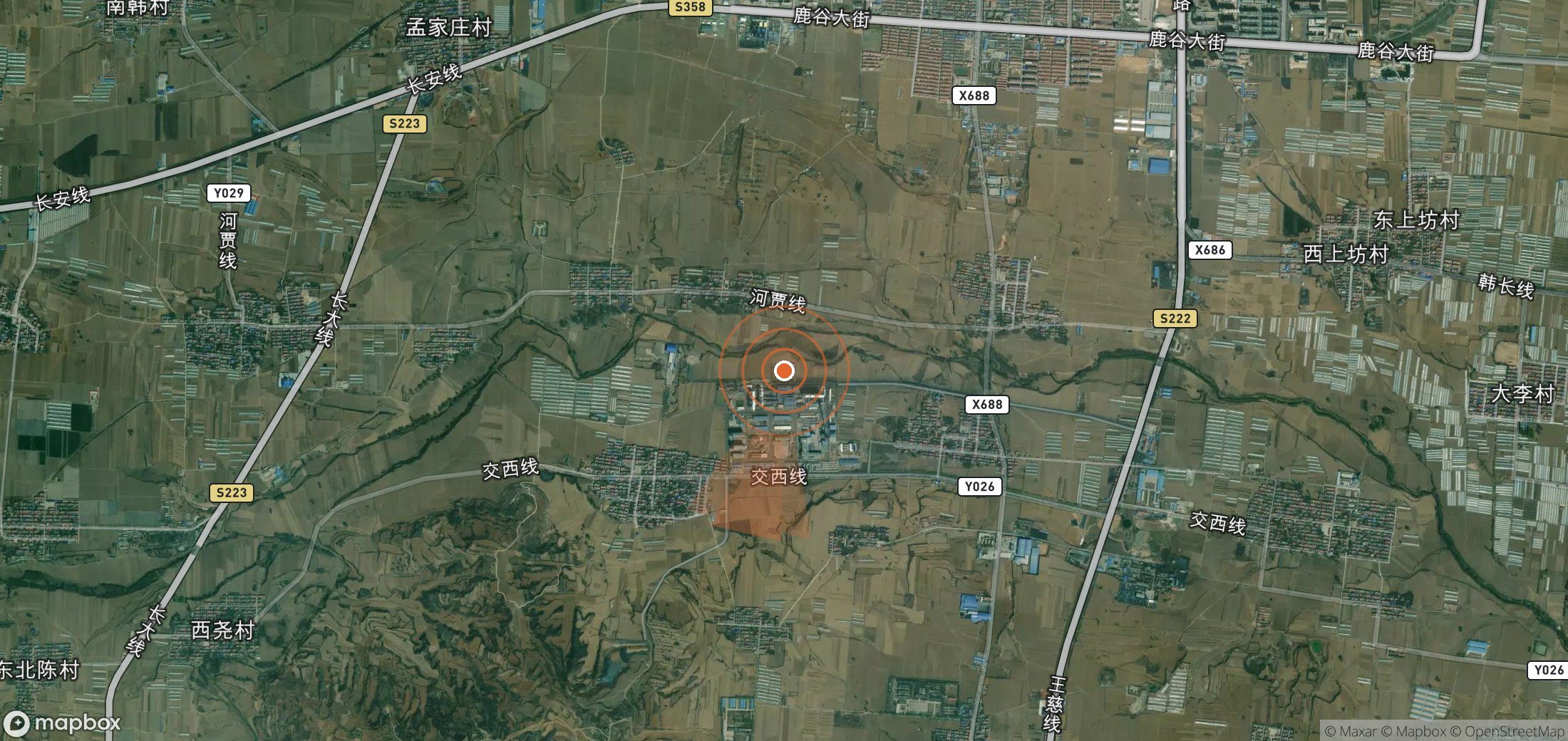 Satellite map of methane plume locations in China