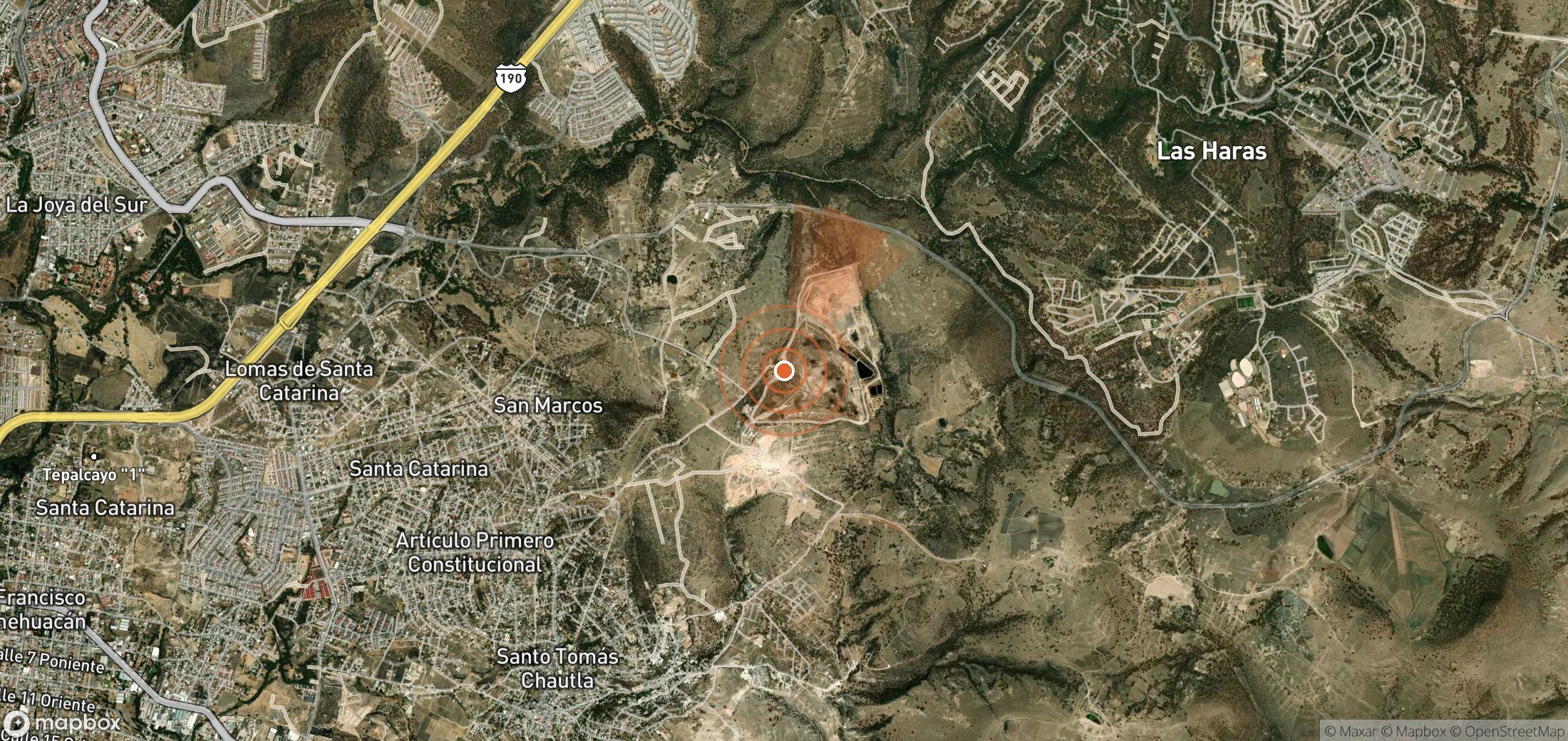 Satellite map of methane plume locations in Mexico