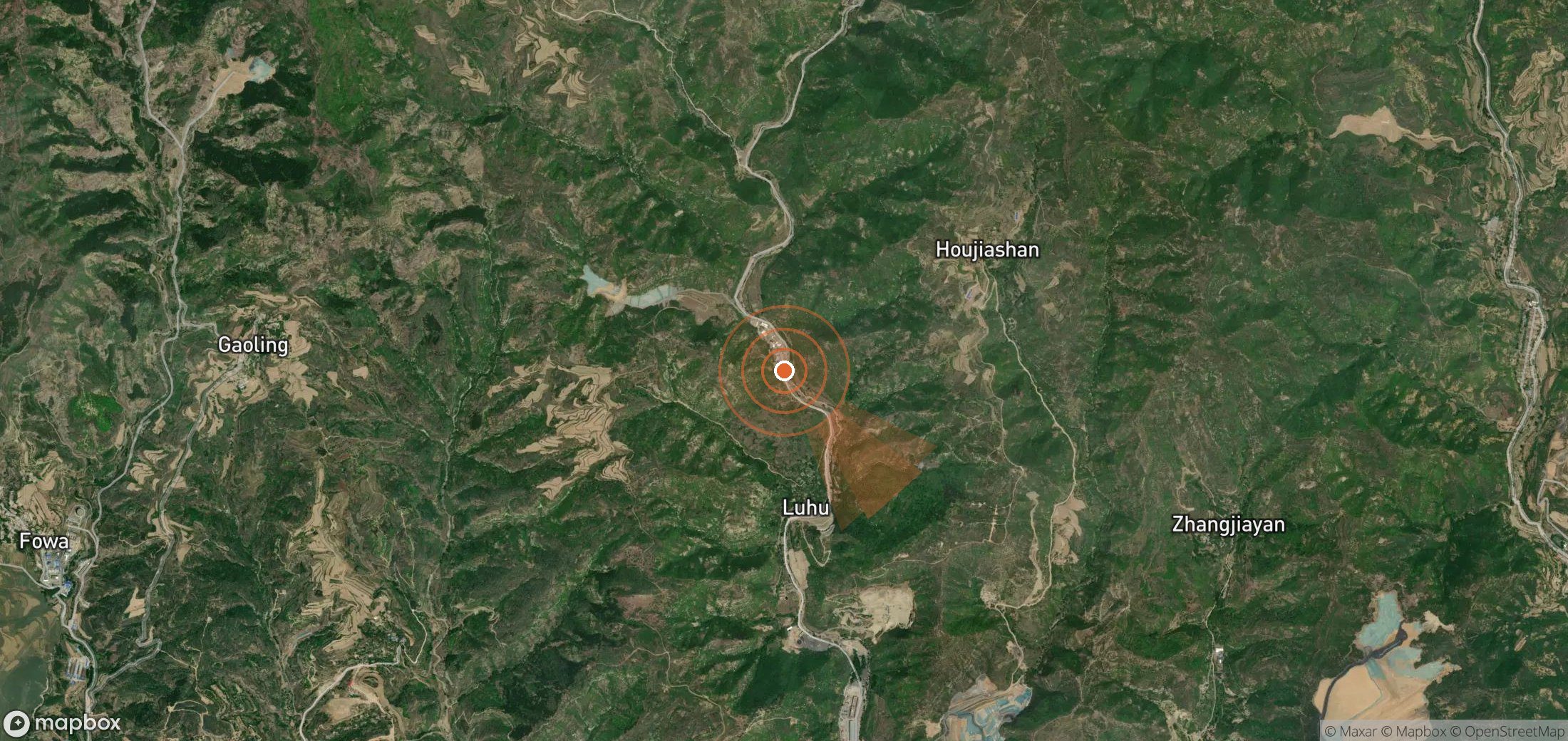 Satellite map of methane plume locations in China