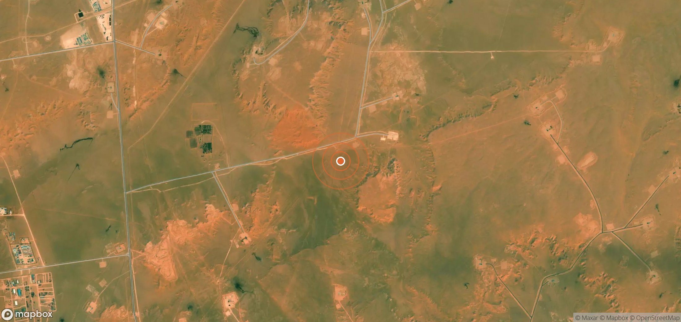 Satellite map of methane plume locations in Algeria