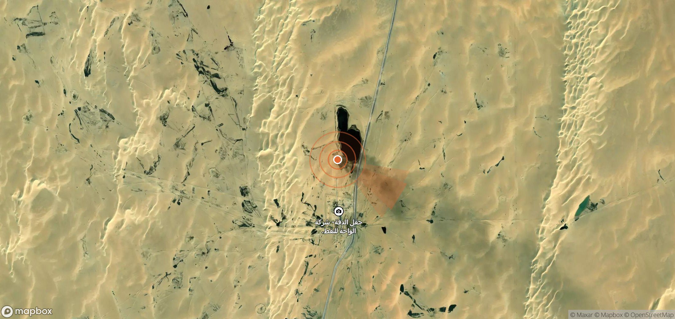 Satellite map of methane plume locations in Libya
