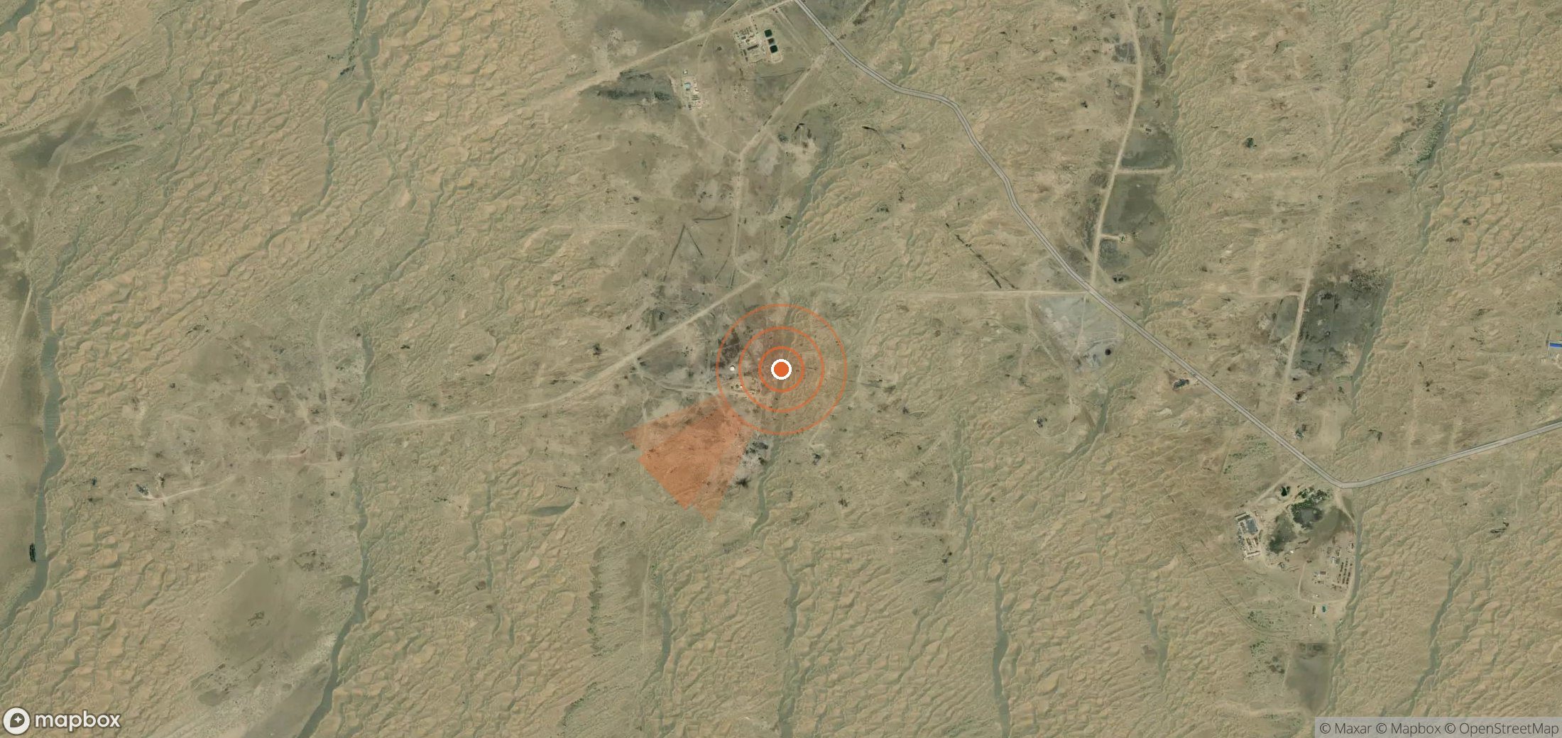 Satellite map of methane plume locations in Turkmenistan