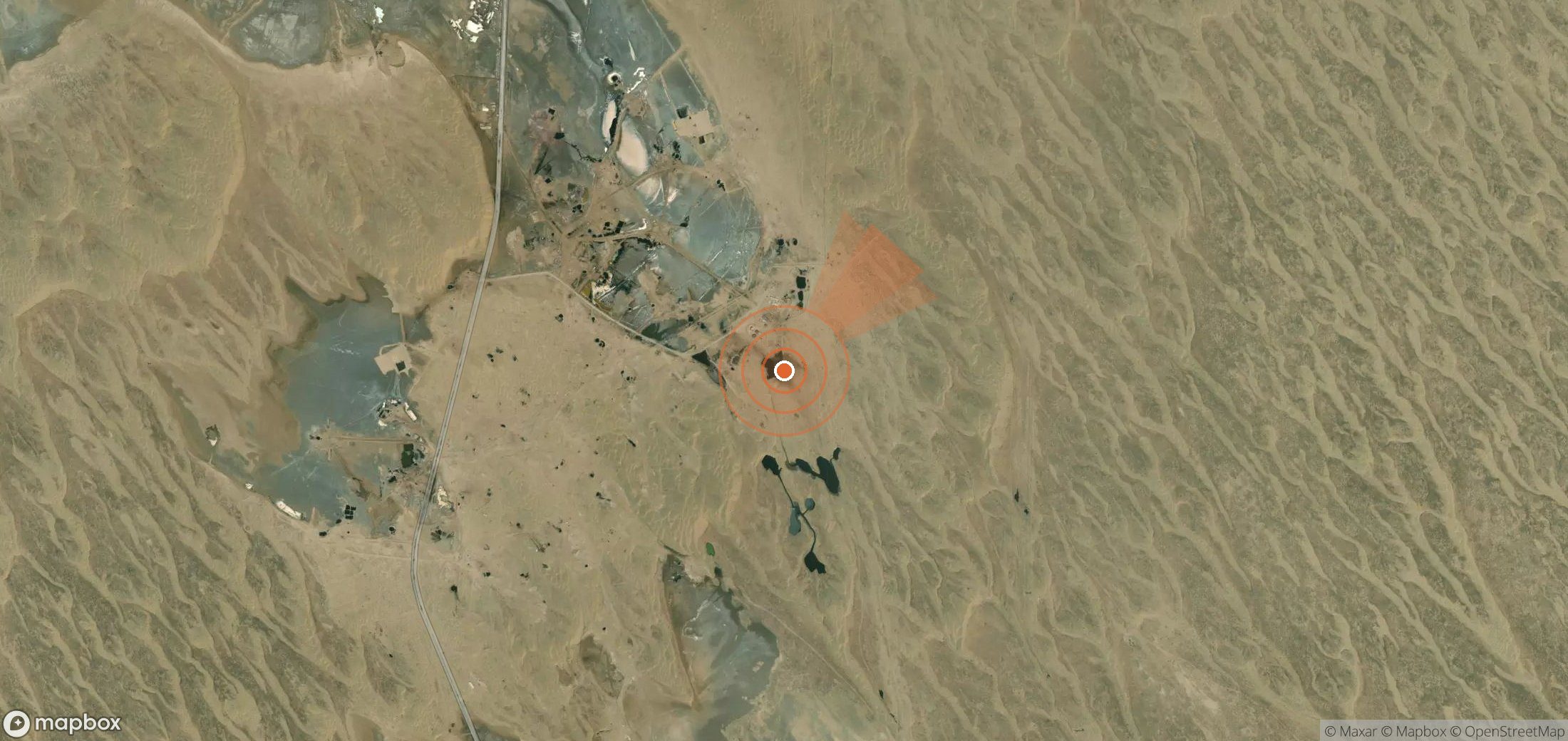 Satellite map of methane plume locations in Turkmenistan