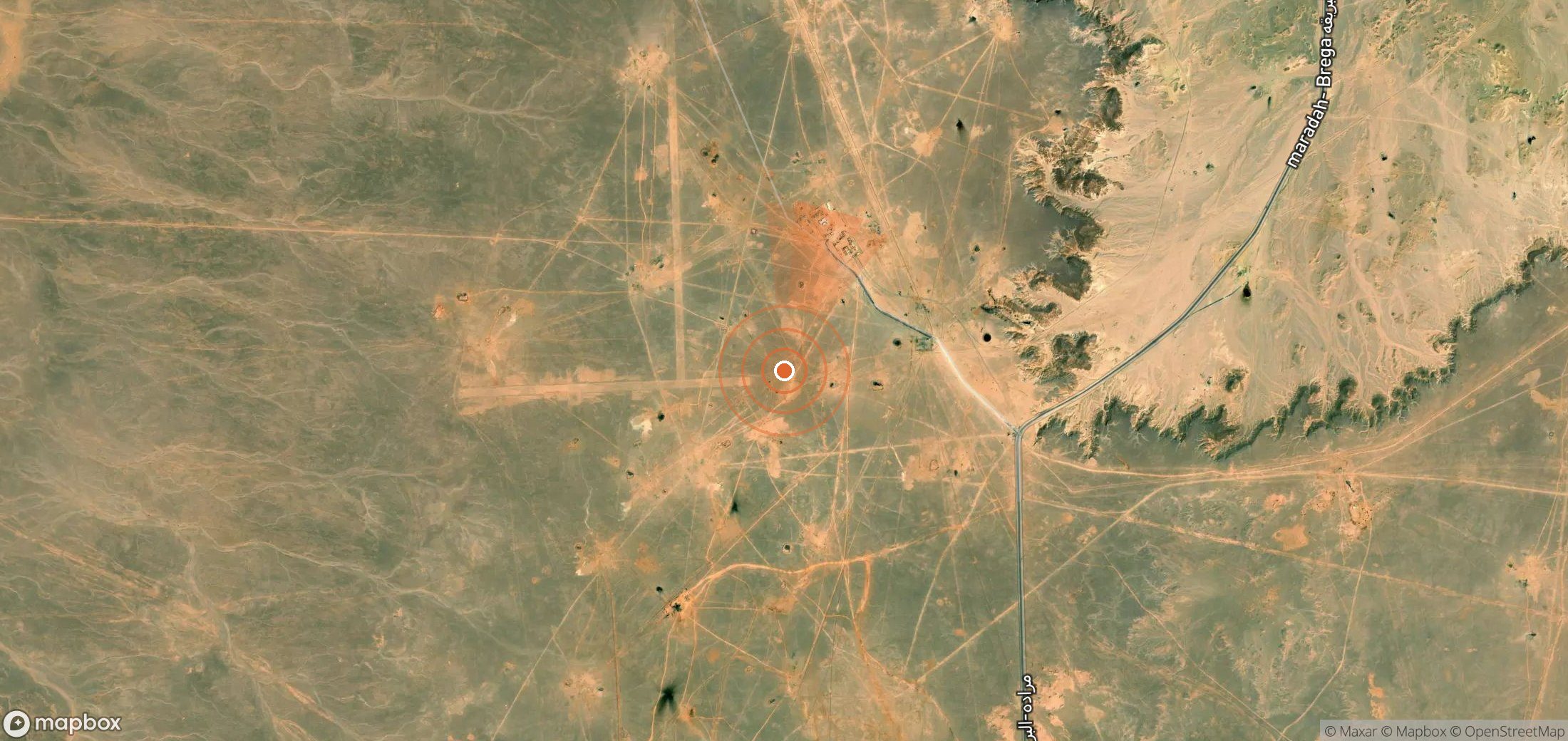 Satellite map of methane plume locations in Libya