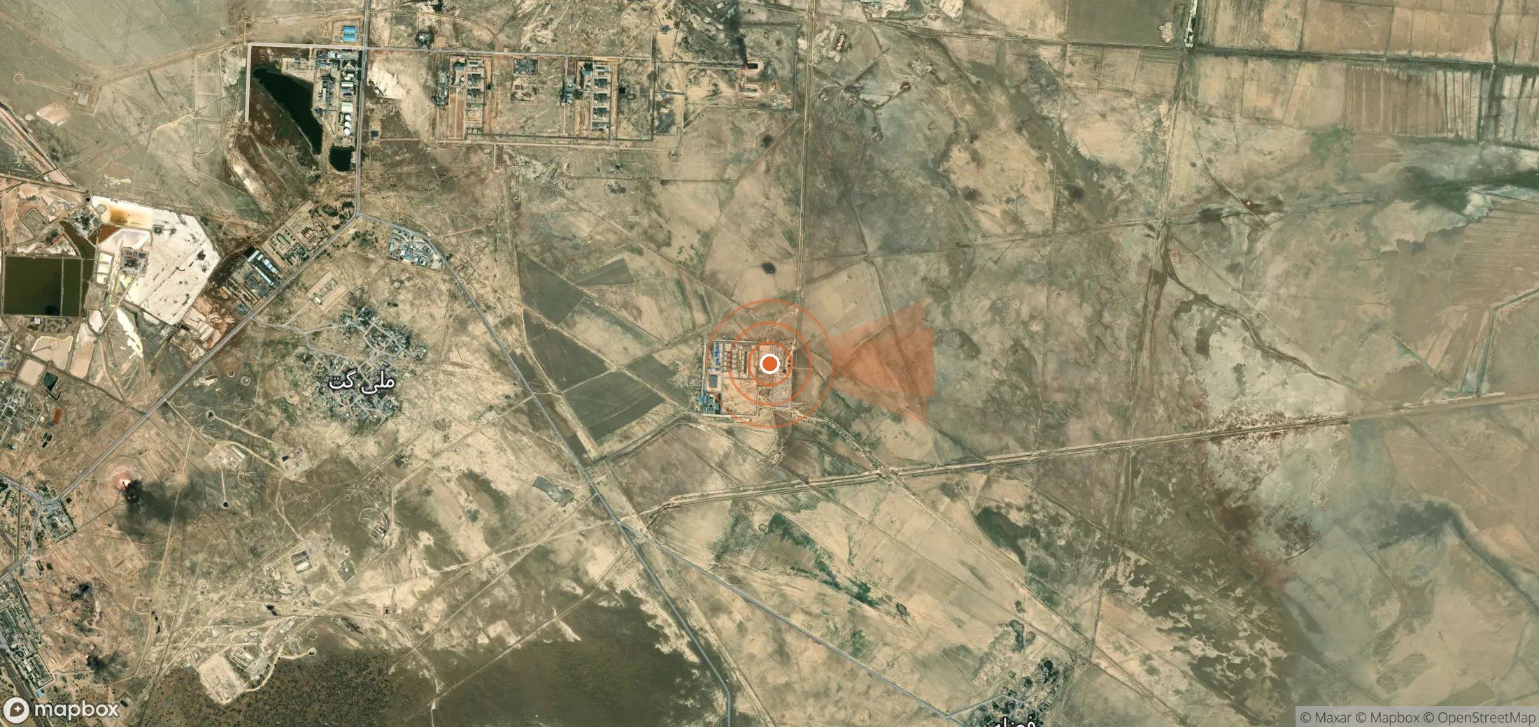 Satellite map of methane plume locations in Iran