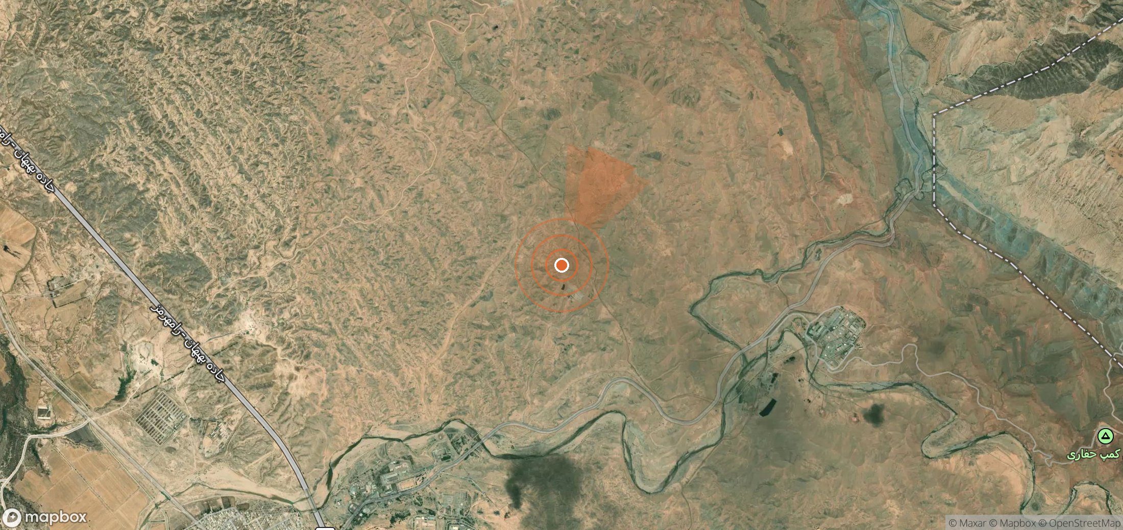 Satellite map of methane plume locations in Iran
