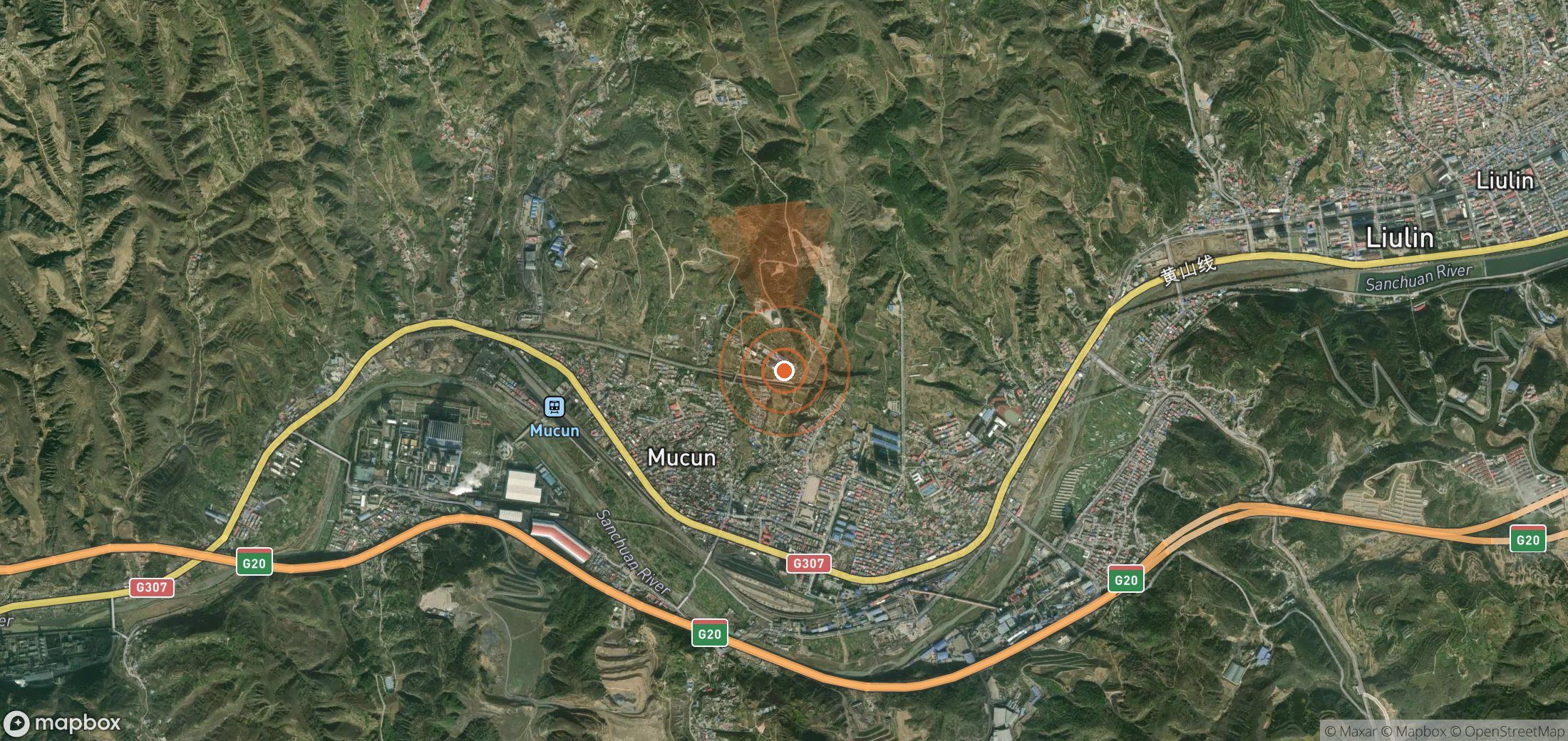 Satellite map of methane plume locations in China