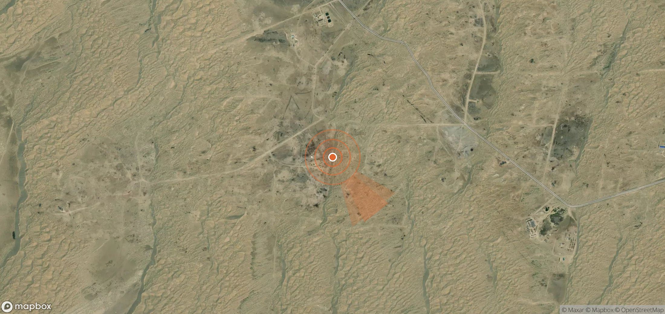 Satellite map of methane plume locations in Turkmenistan