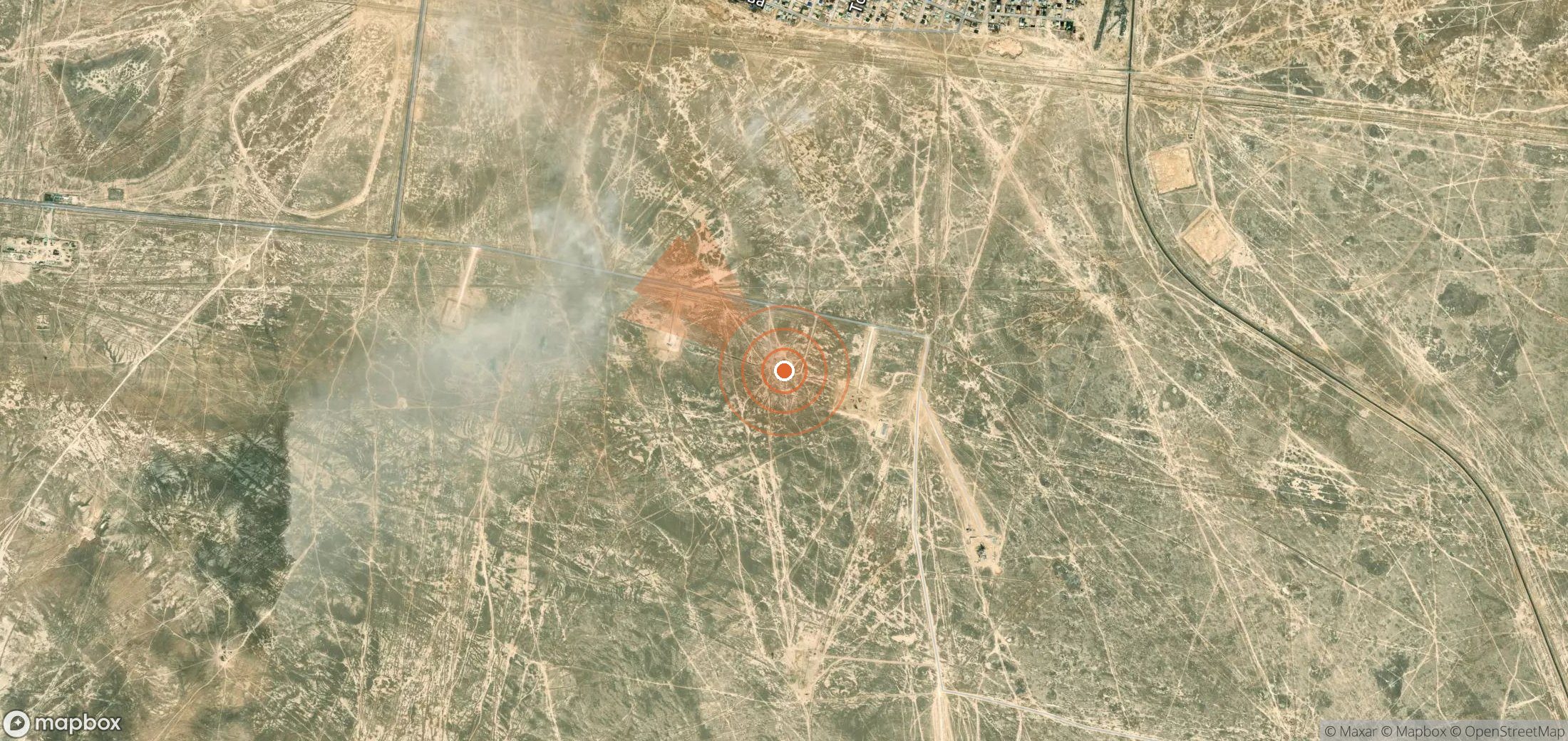 Satellite map of methane plume locations in Kazakhstan