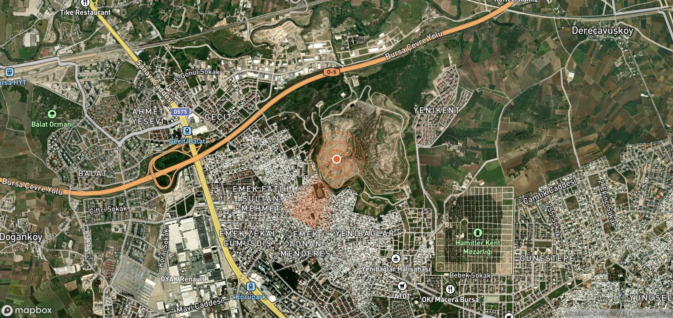 Mapa satelital de plumas de metano en Turquía