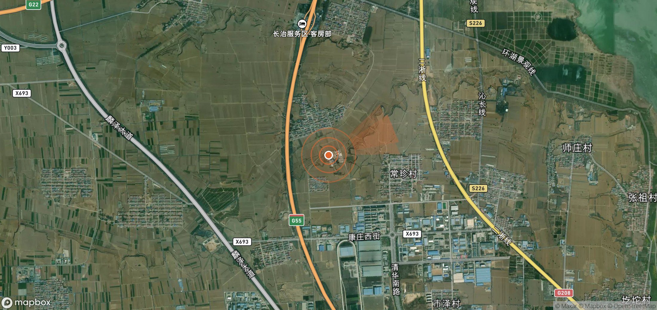 Satellite map of methane plume locations in China