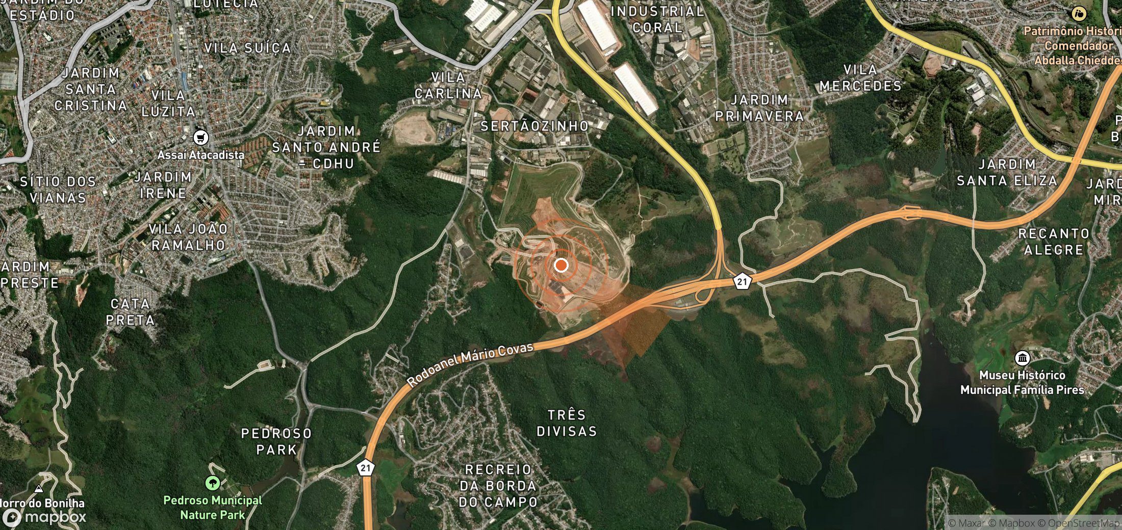 Satellite map of methane plume locations in Brazil