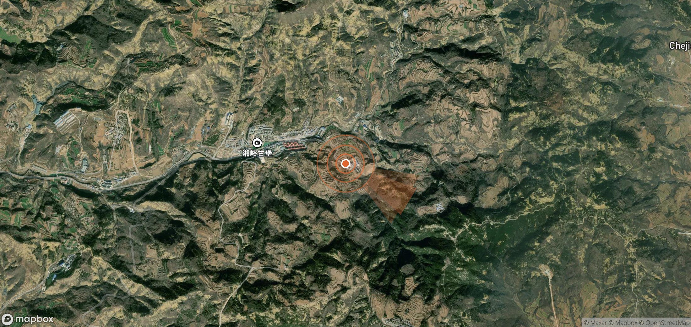 Mapa satelital de plumas de metano en China