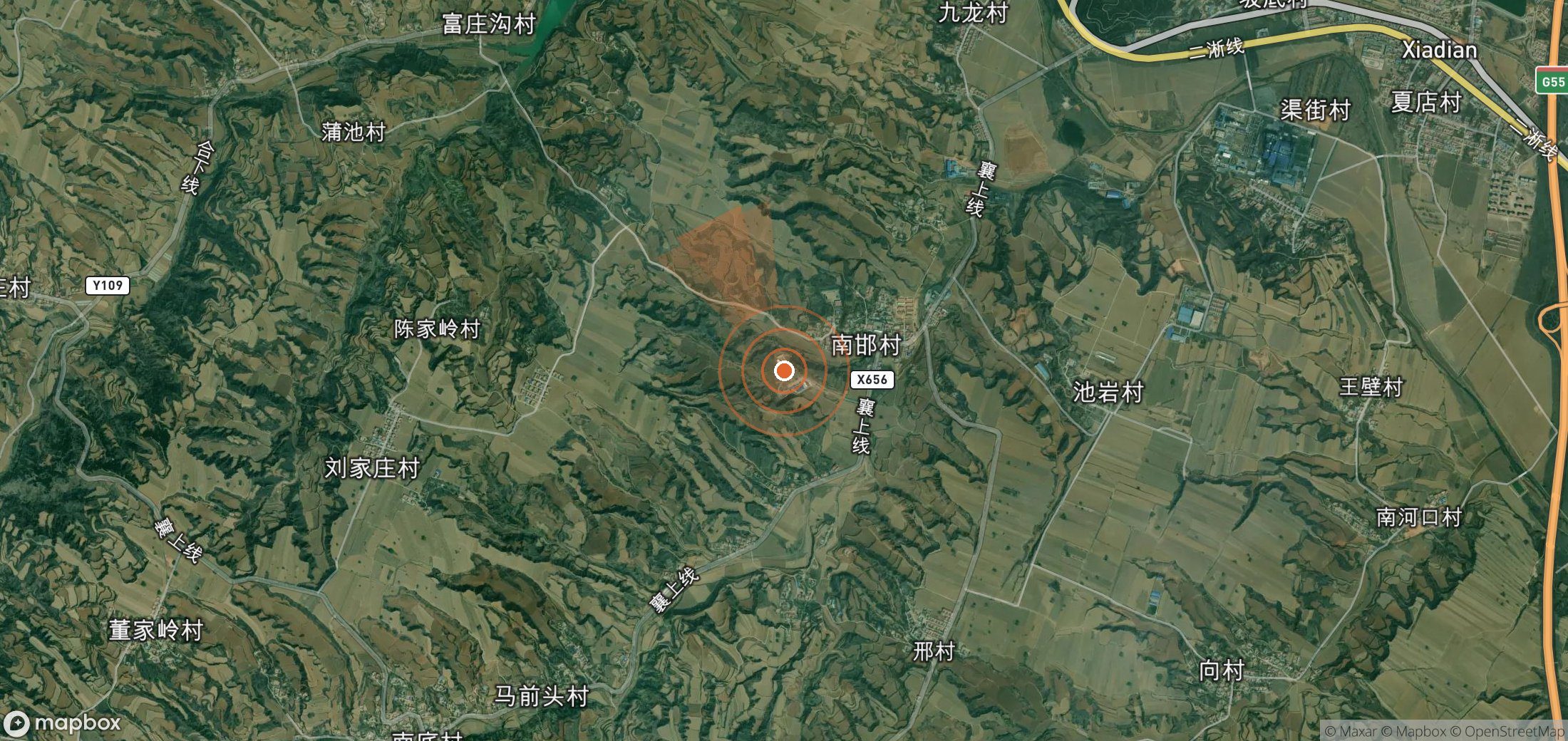 Satellite map of methane plume locations in China