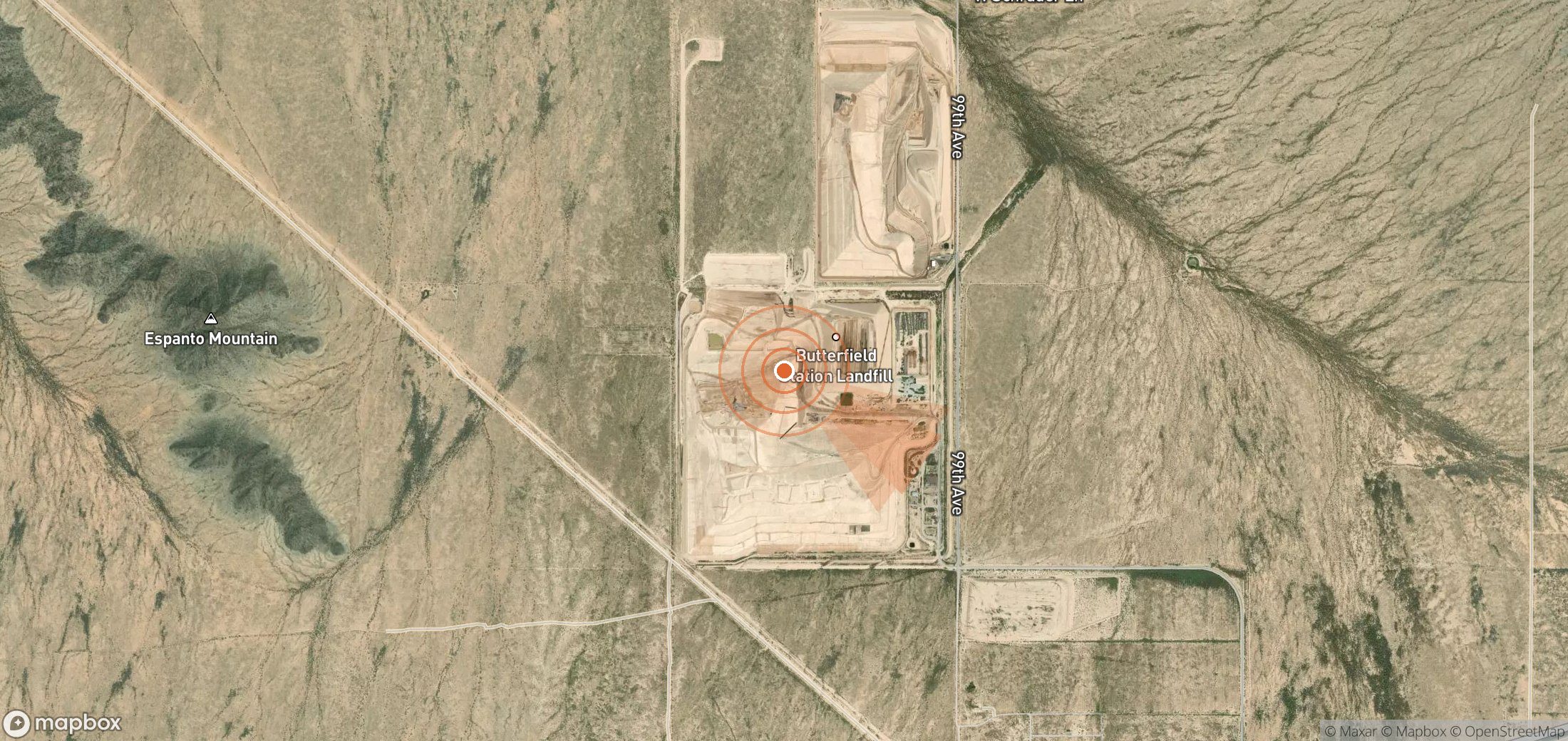Satellite map of methane plume locations in United States