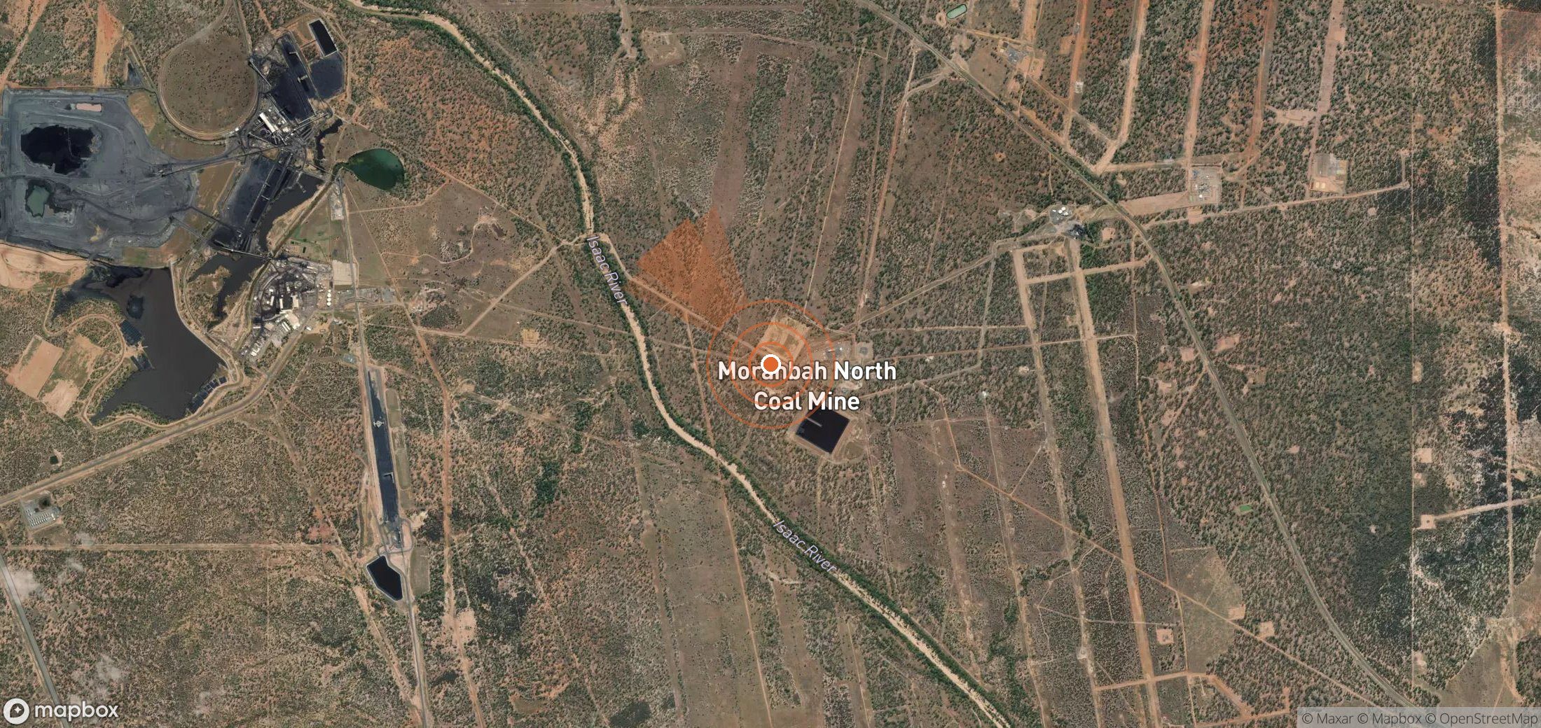 Satellite map of methane plume locations in Australia