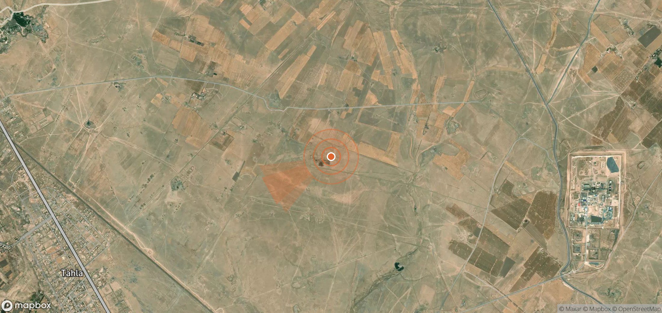 Mapa satelital de plumas de metano en Siria