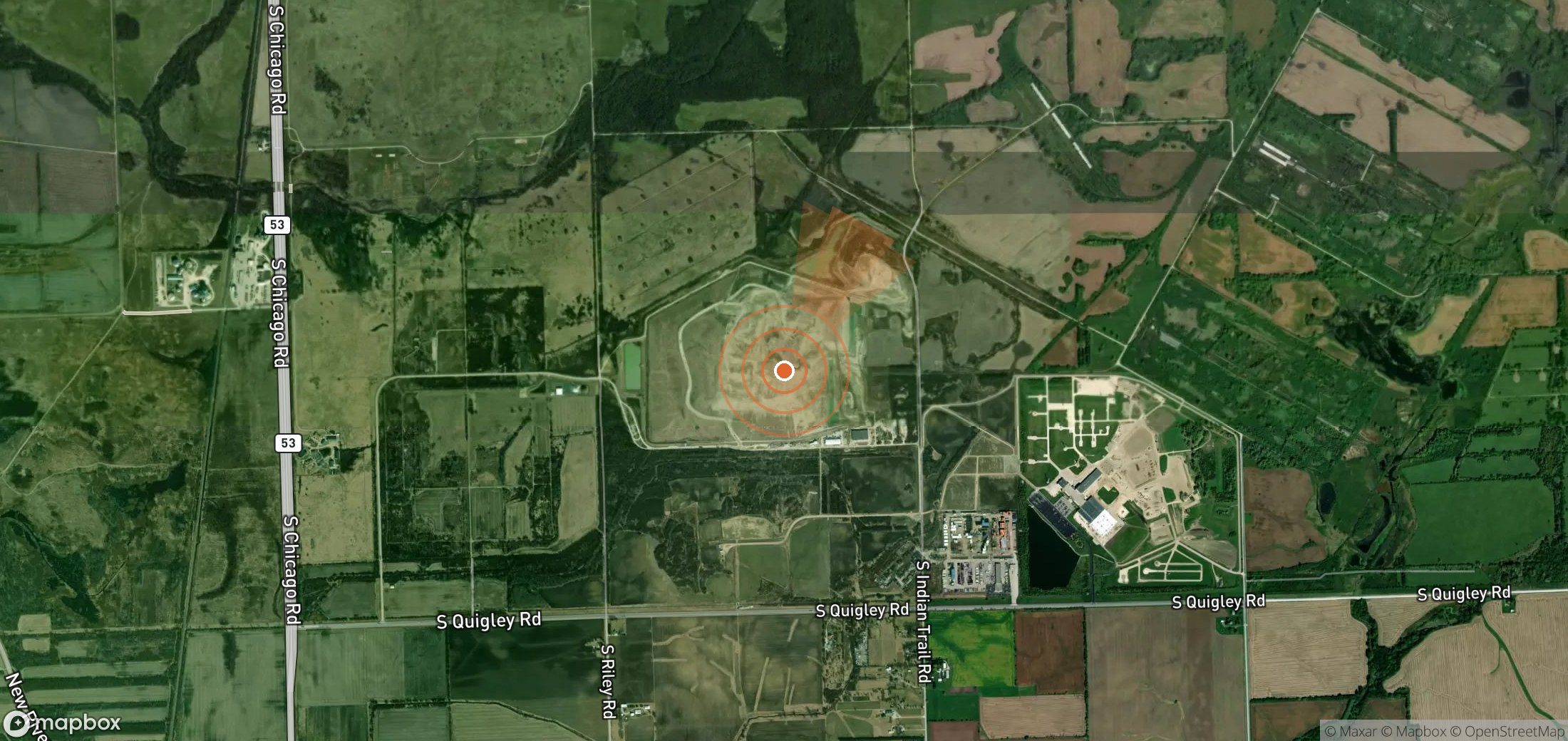 Satellite map of methane plume locations in United States