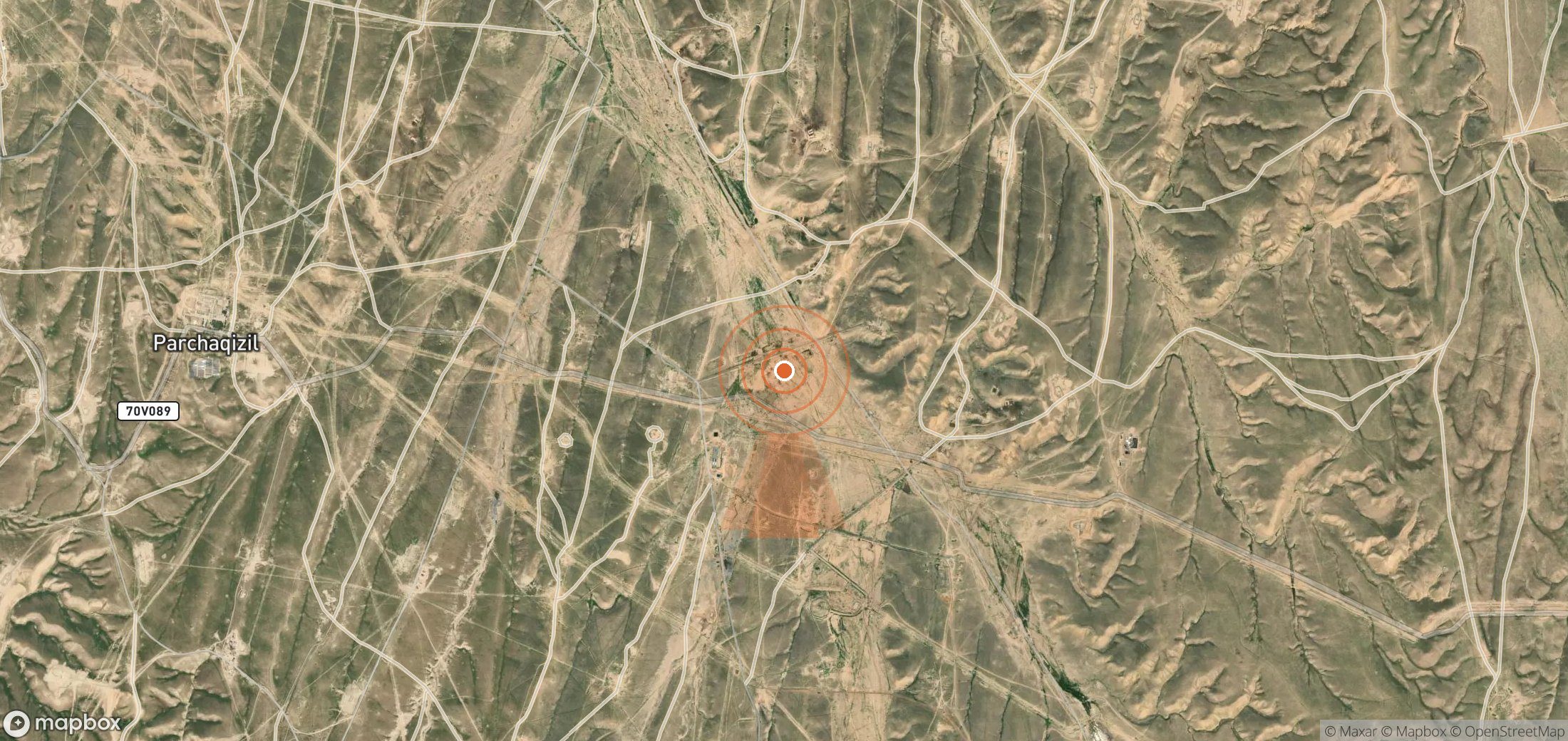 Satellite map of methane plume locations in Uzbekistan