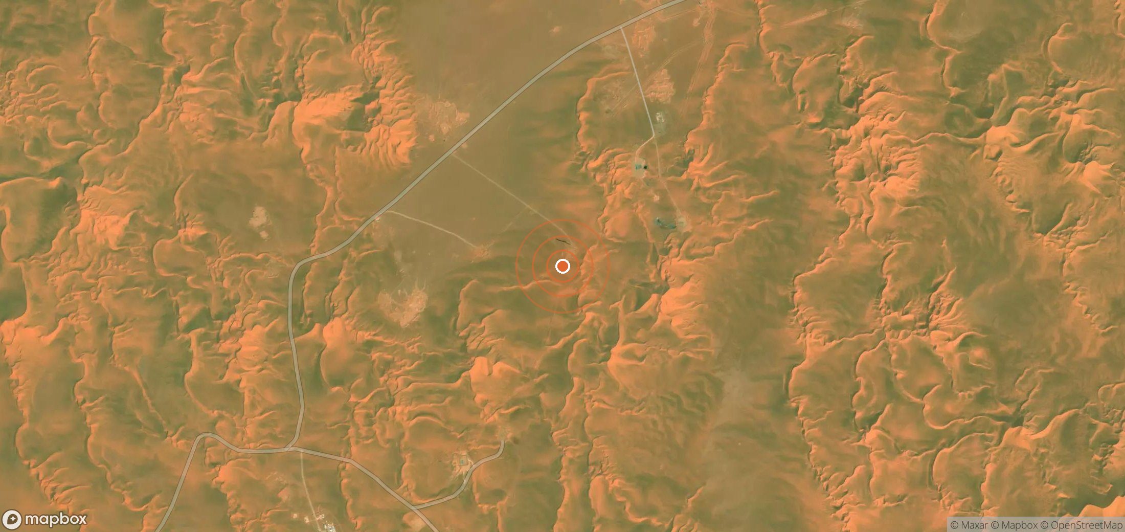 Satellite map of methane plume locations in Algeria