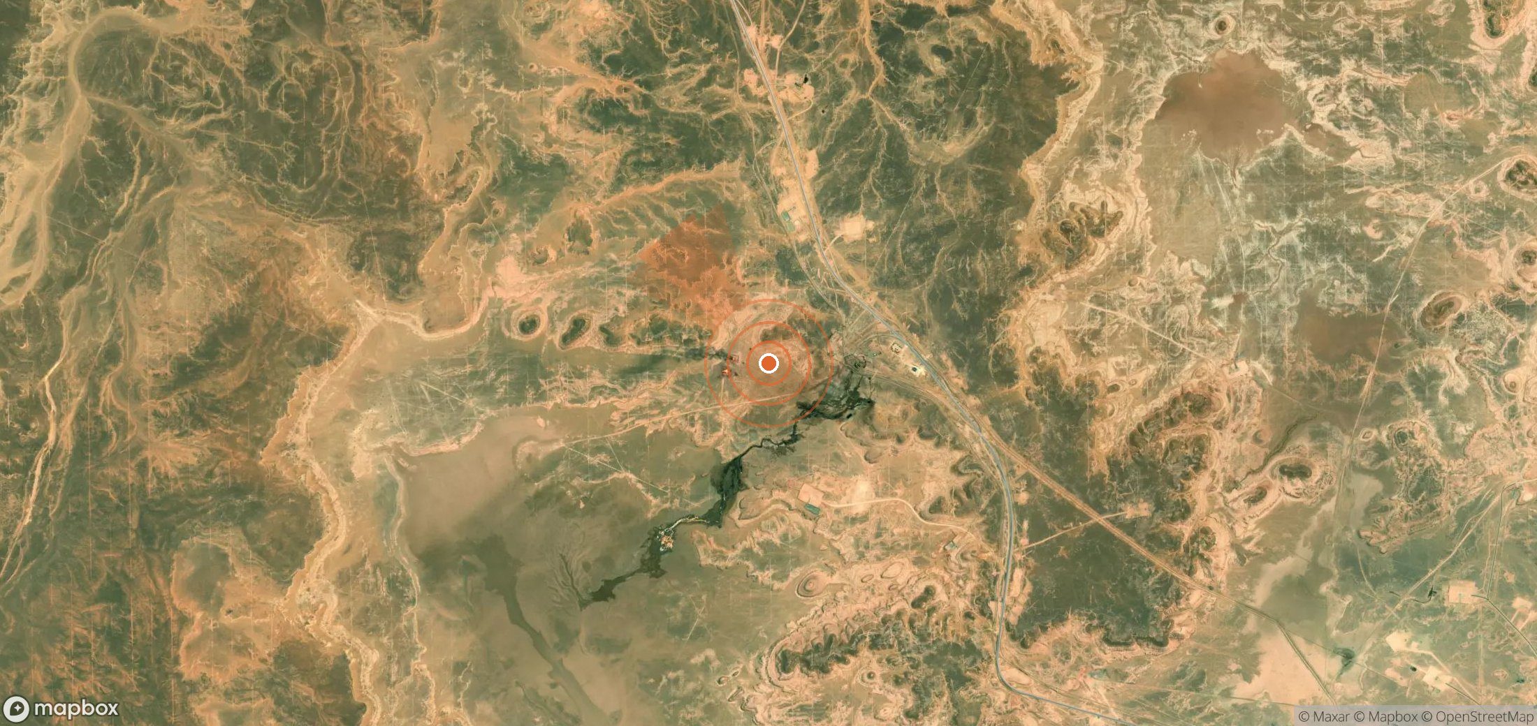 Mapa satelital de plumas de metano en Argelia