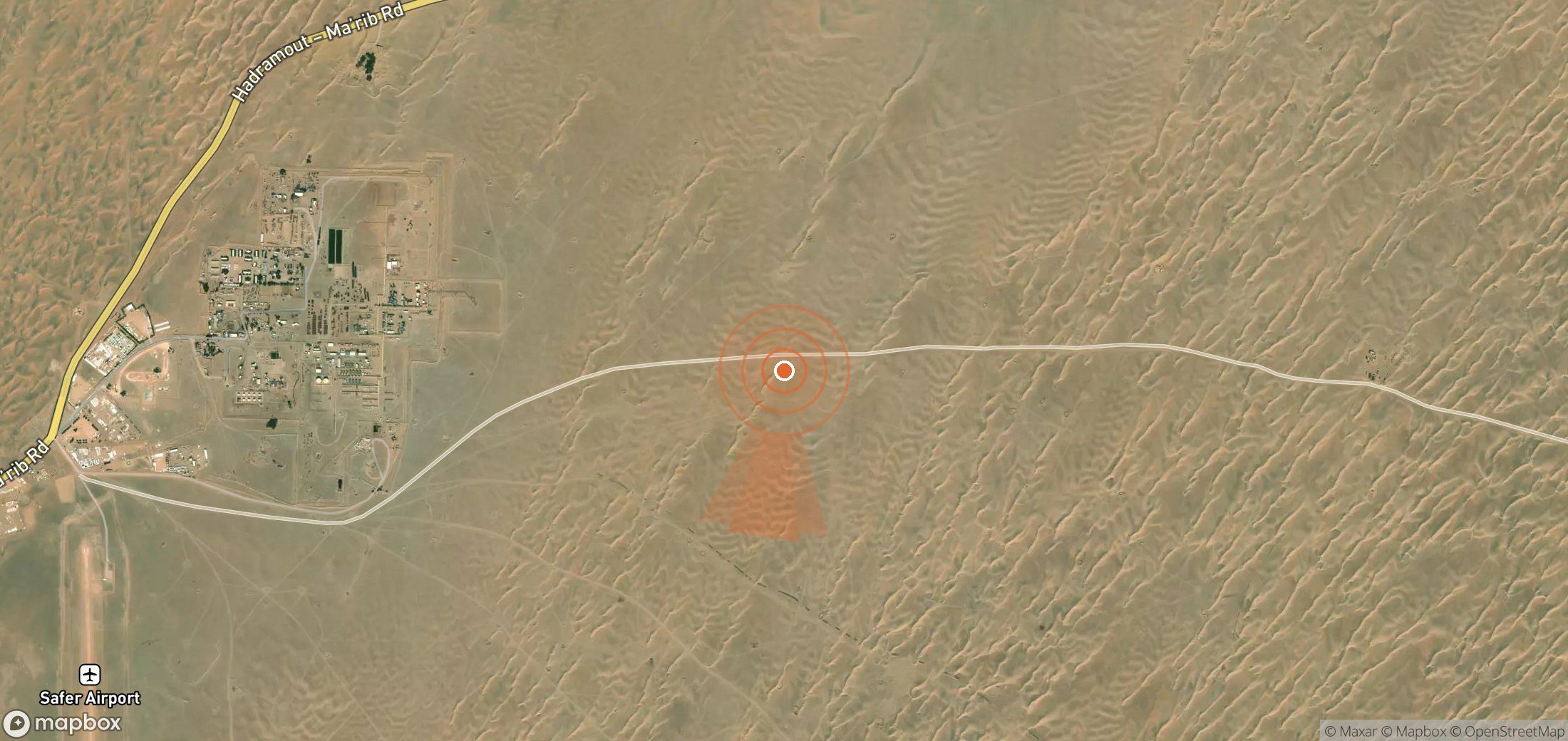 Satellite map of methane plume locations in Yemen