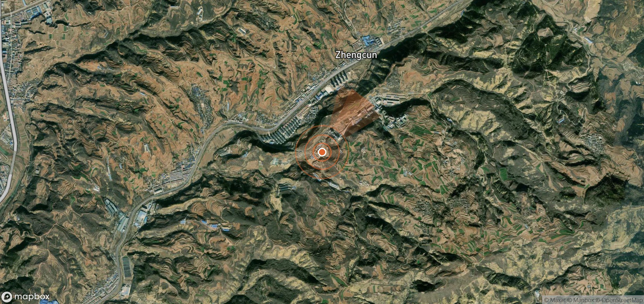 Satellite map of methane plume locations in China