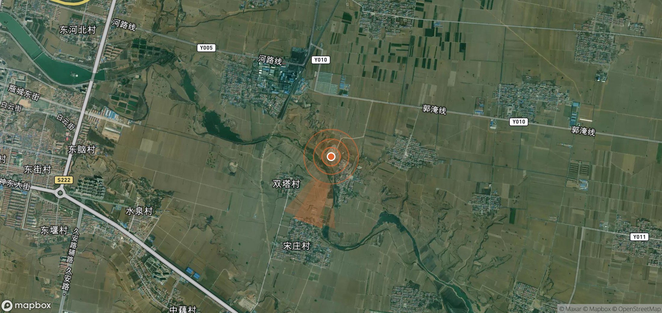 Satellite map of methane plume locations in China