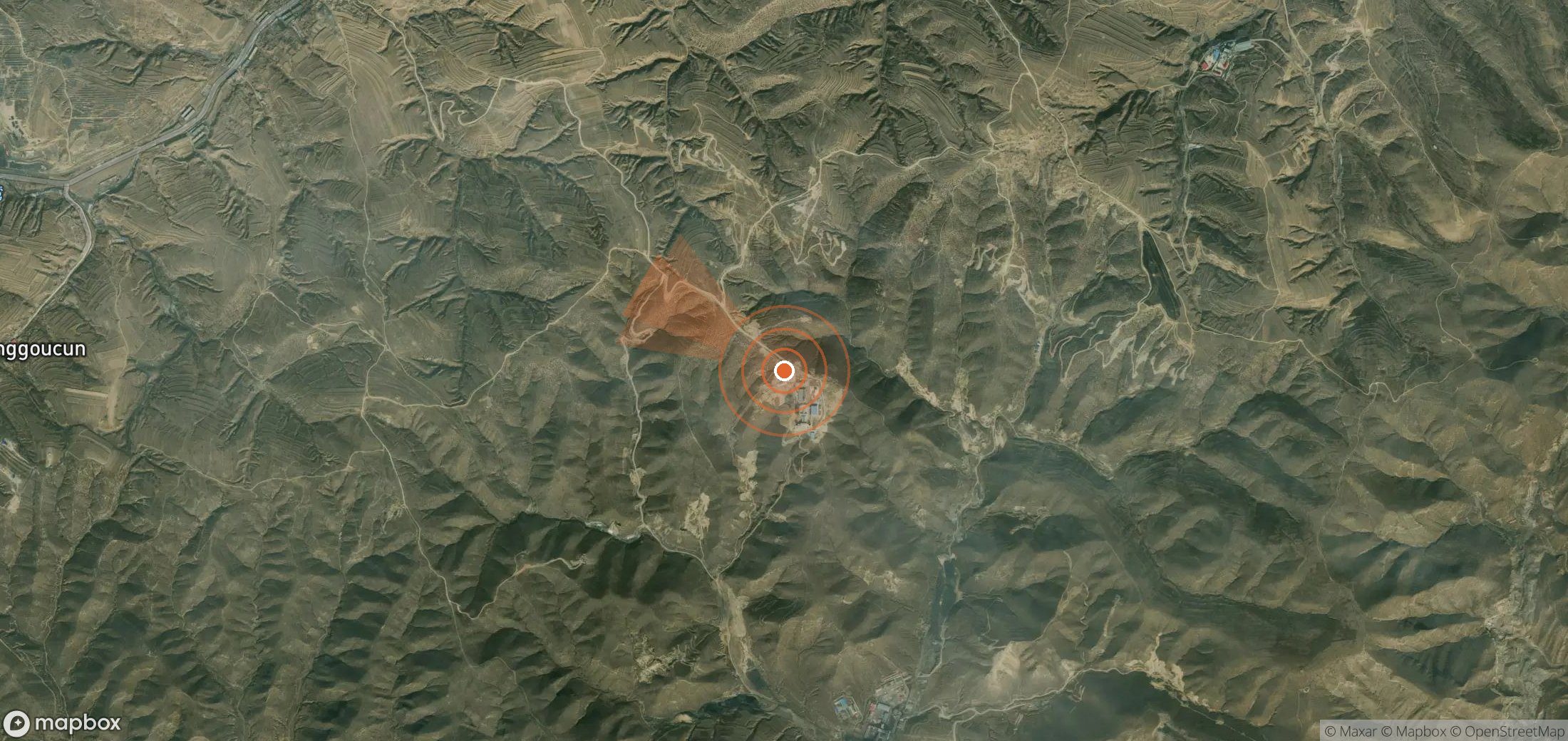 Satellite map of methane plume locations in China
