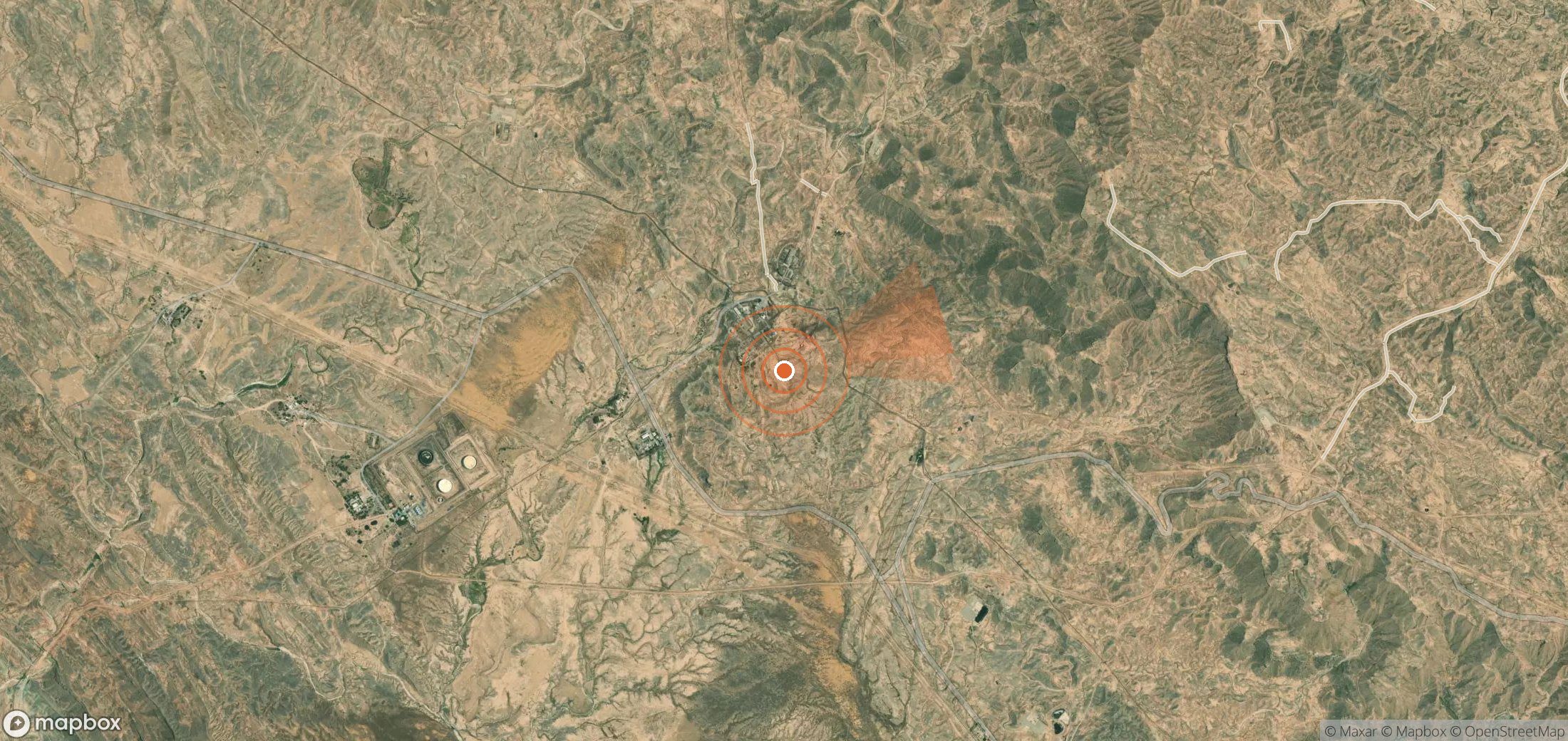 Satellite map of methane plume locations in Iran