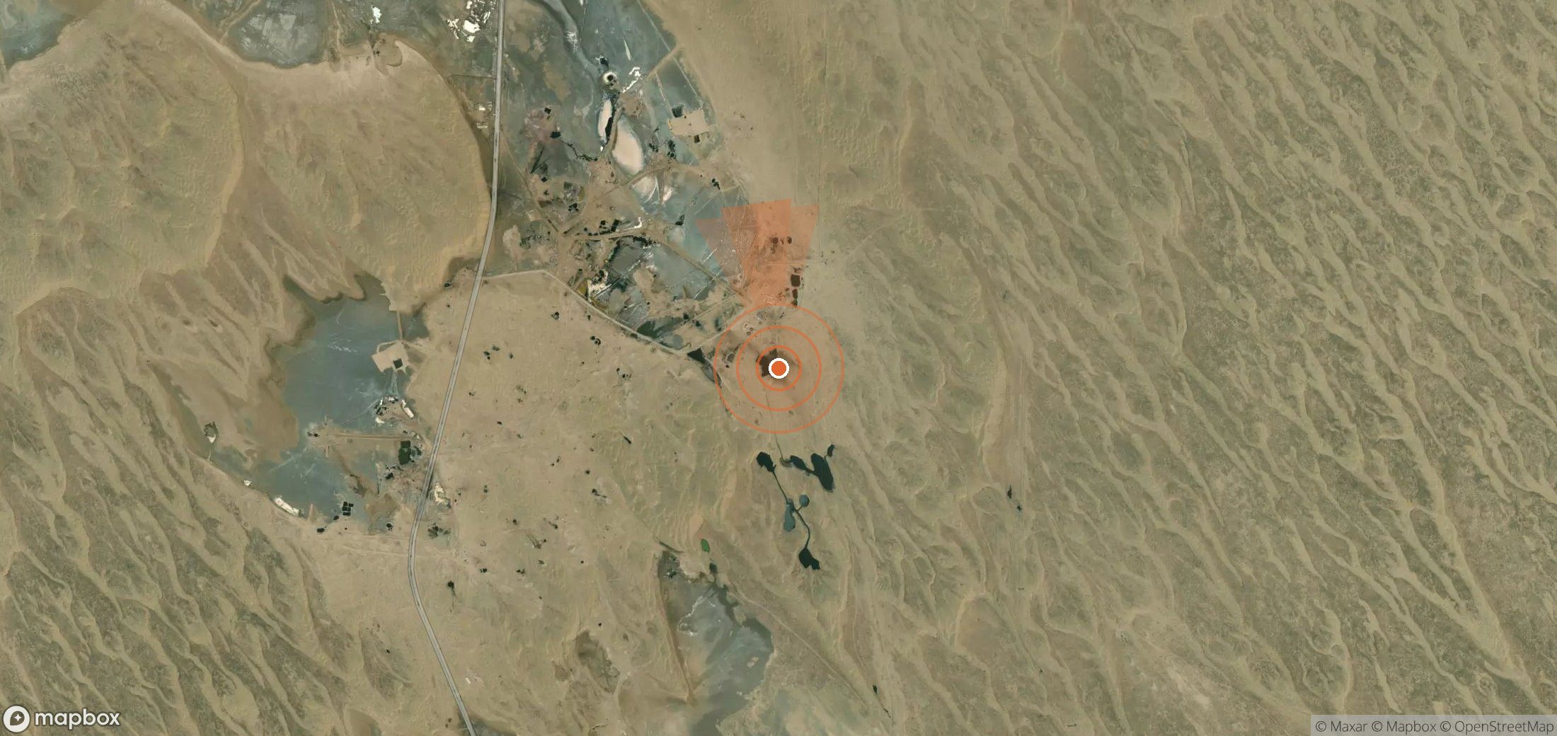 Satellite map of methane plume locations in Turkmenistan