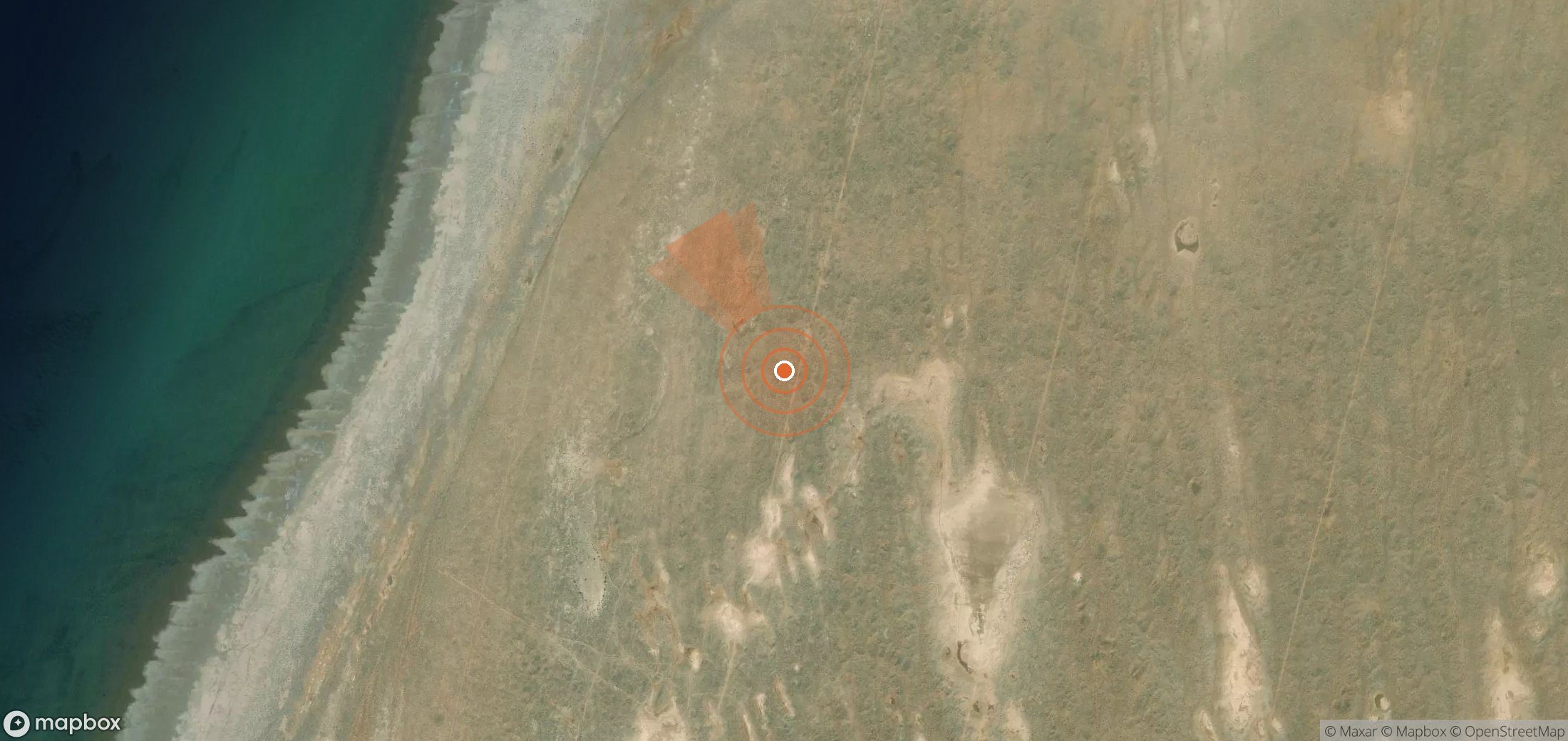Satellite map of methane plume locations in Turkmenistan