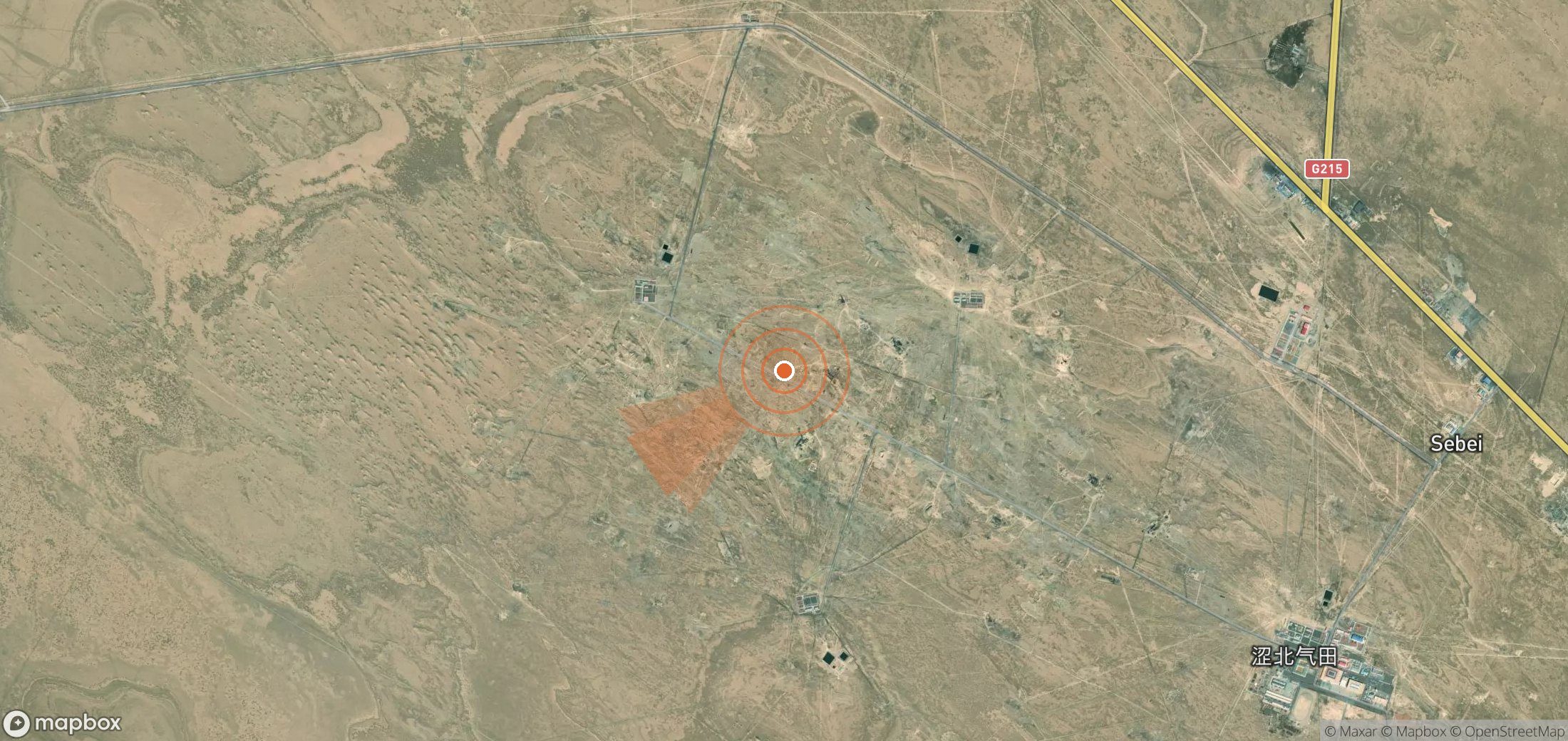 Satellite map of methane plume locations in China