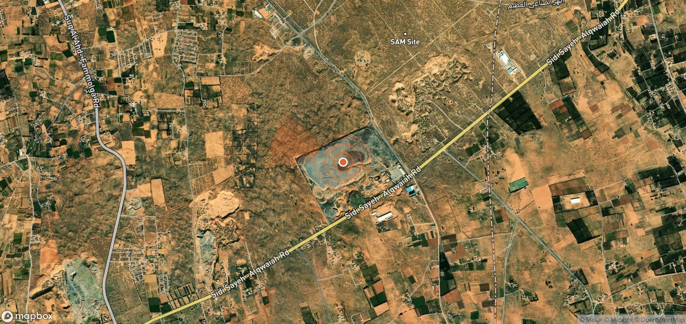 Satellite map of methane plume locations in Libya