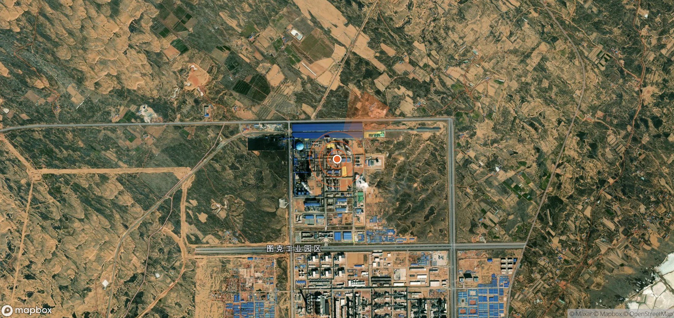 Satellite map of methane plume locations in China