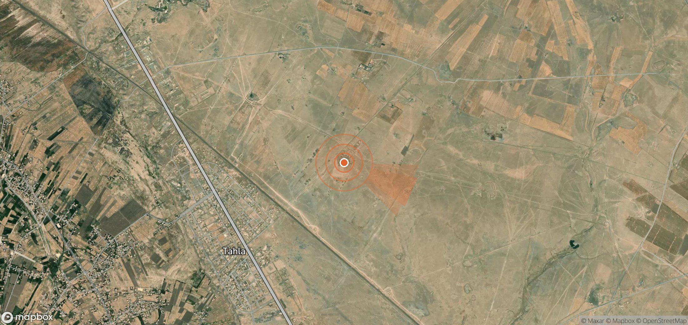 Satellite map of methane plume locations in Syria