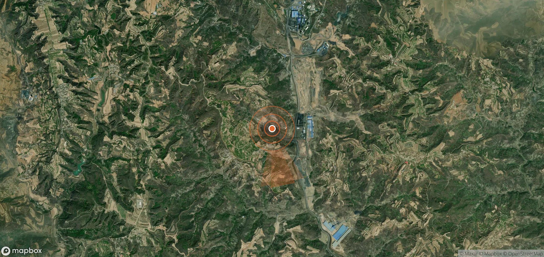 Satellite map of methane plume locations in China